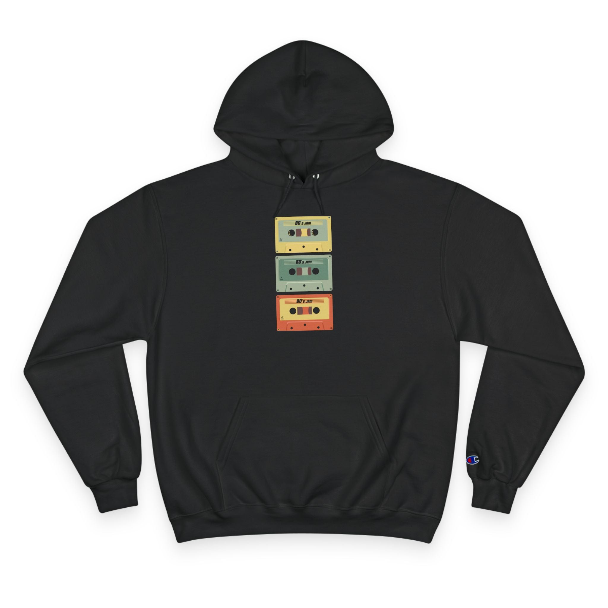 Retro Cassette Tape Hoodie with Tropical Sunset Design