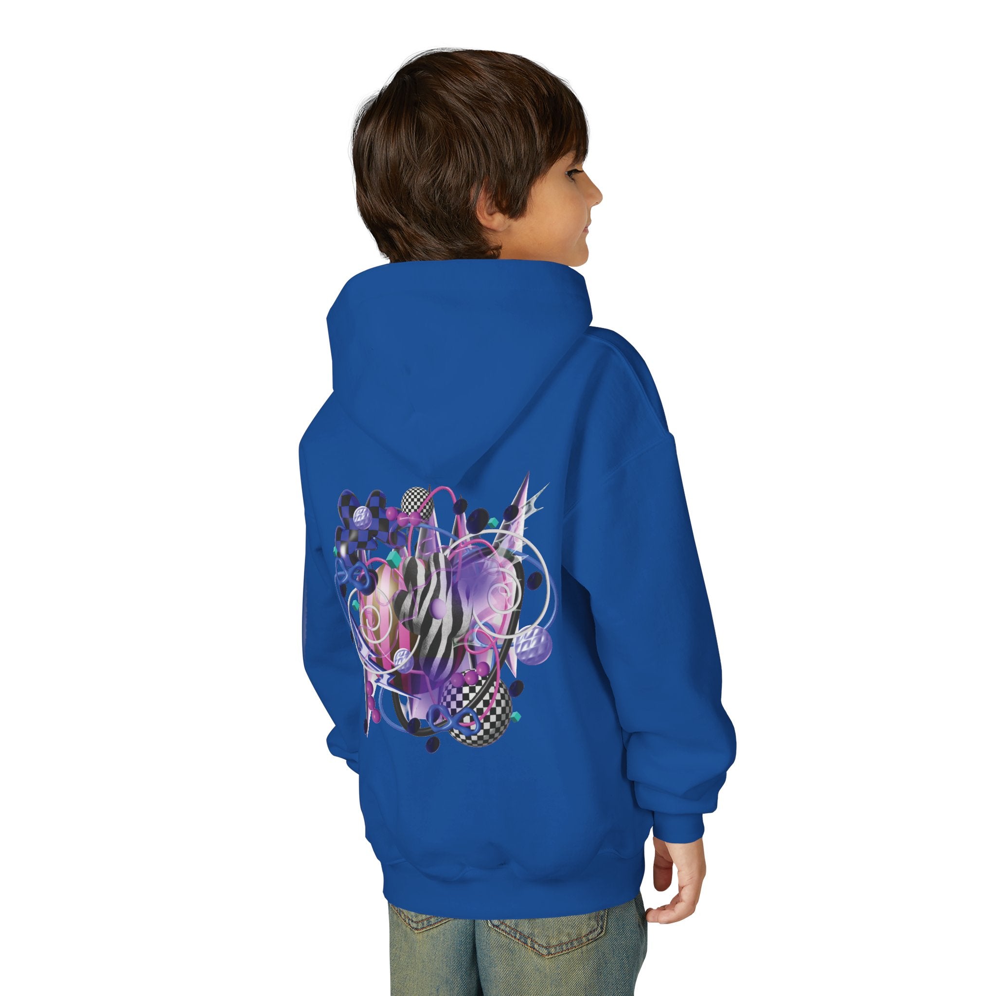 Artistic Youth Hooded Sweatshirt with Abstract Designs