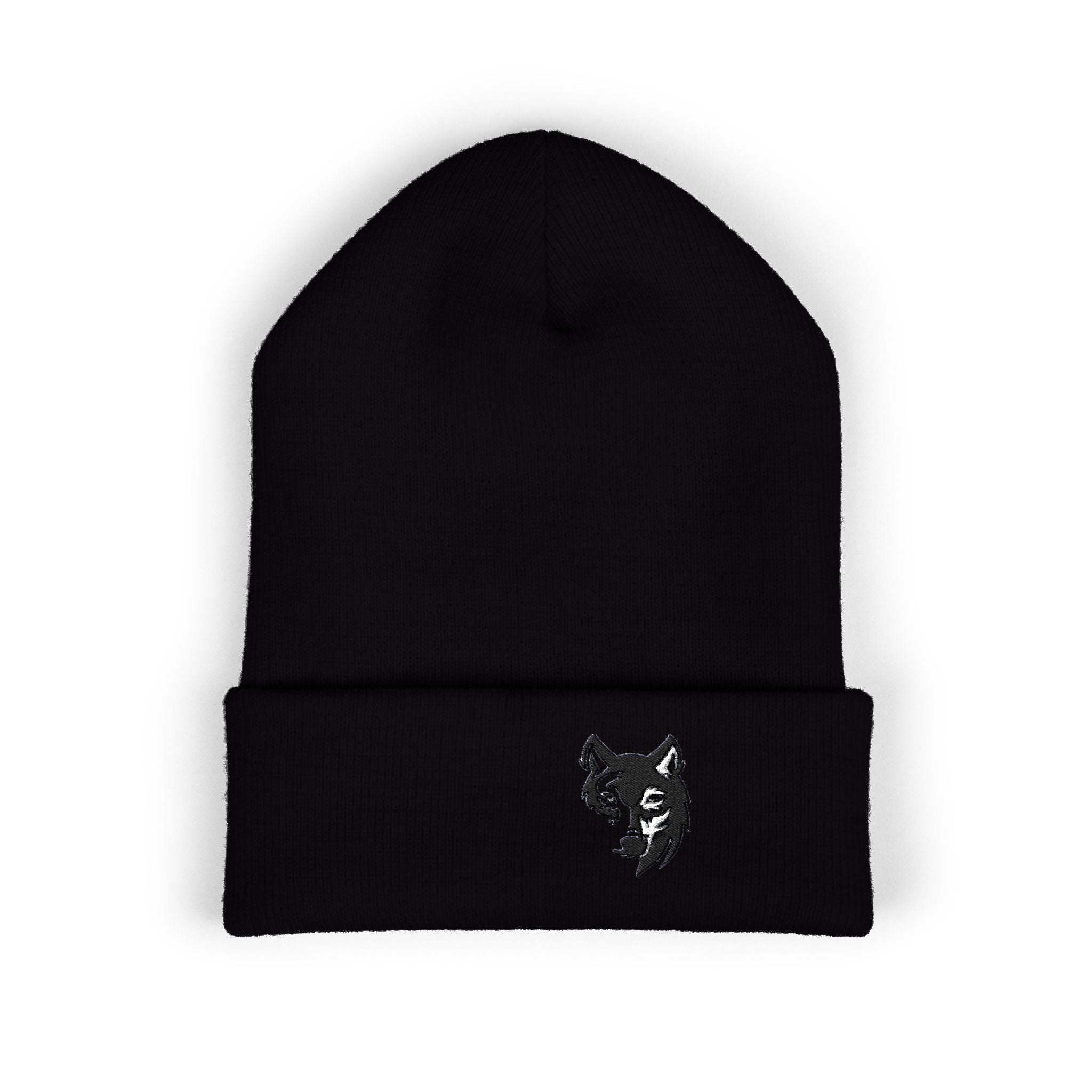 Embroidered Wolf Classic Cuffed Beanie