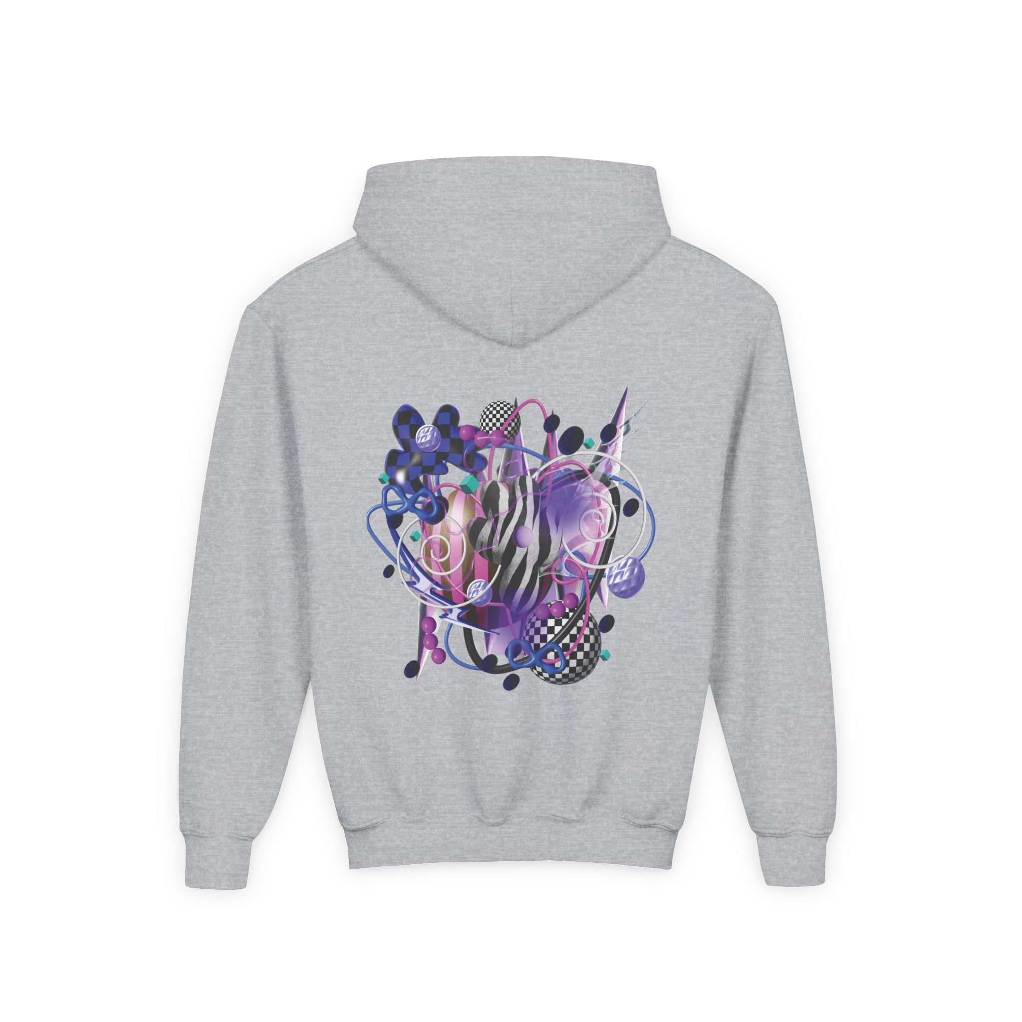 Artistic Youth Hooded Sweatshirt with Abstract Designs