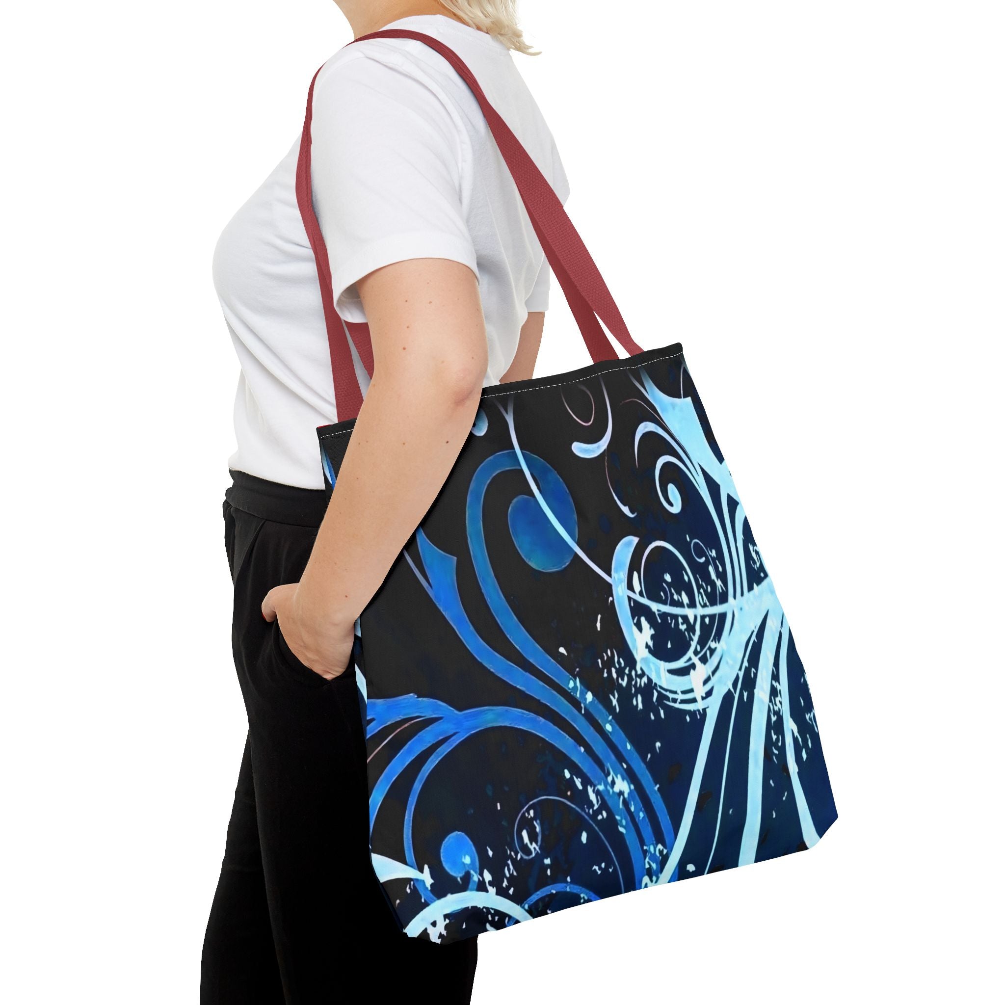 Elegant Blue Floral Tote Bag