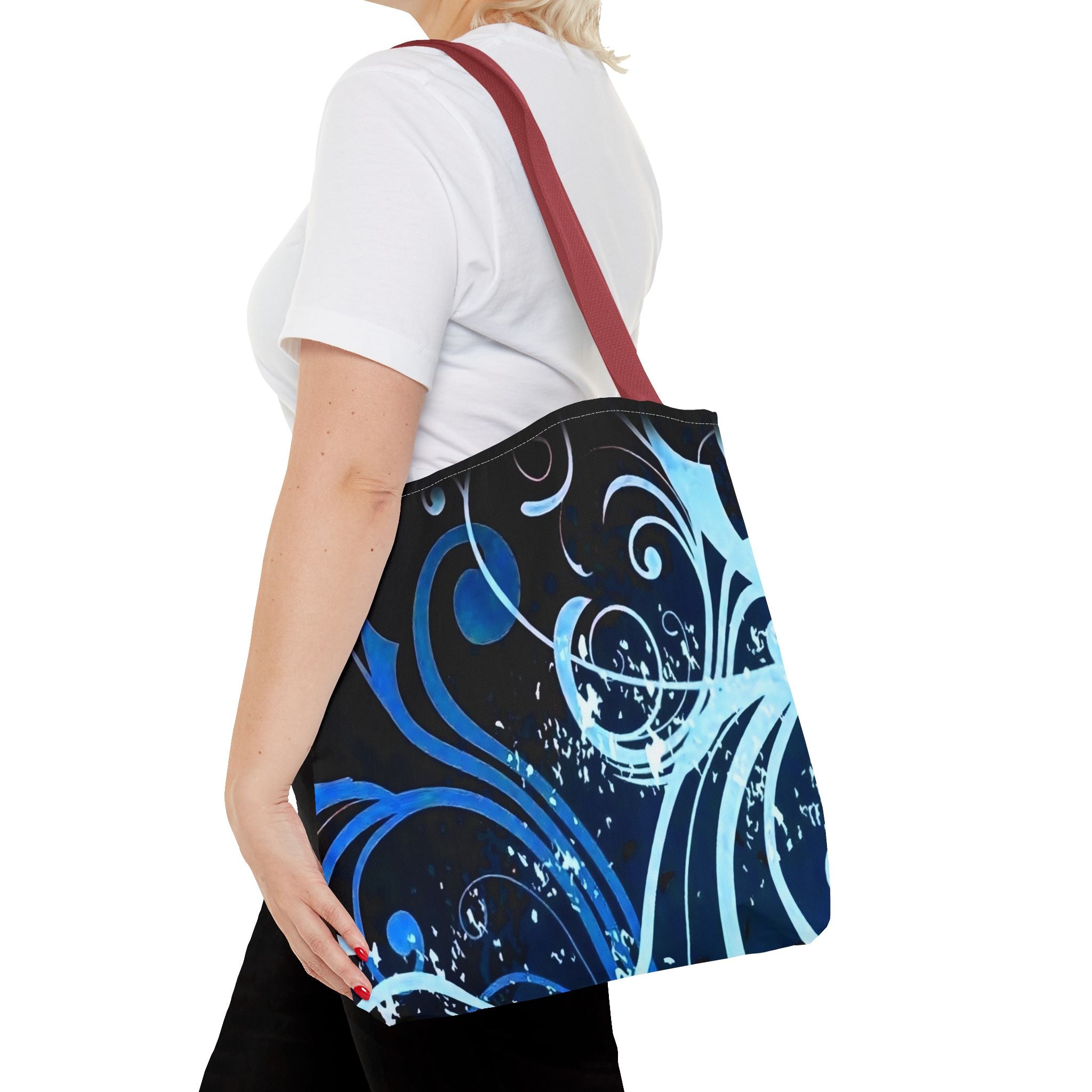 Elegant Blue Floral Tote Bag