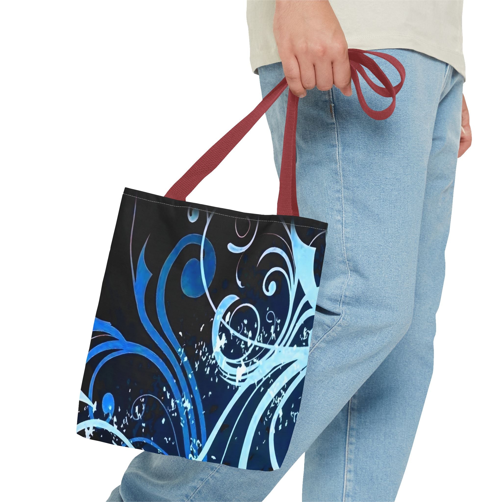 Elegant Blue Floral Tote Bag