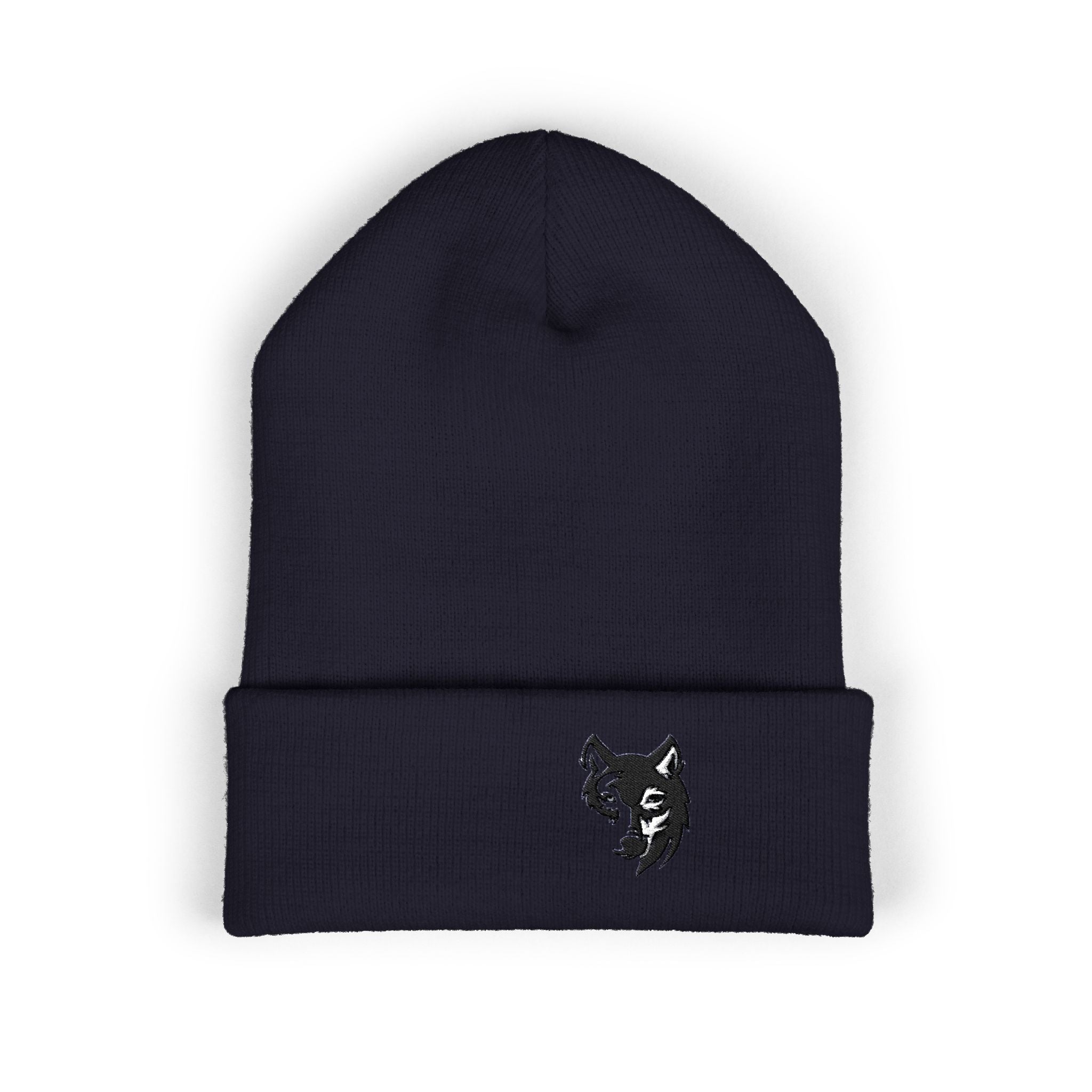 Embroidered Wolf Classic Cuffed Beanie