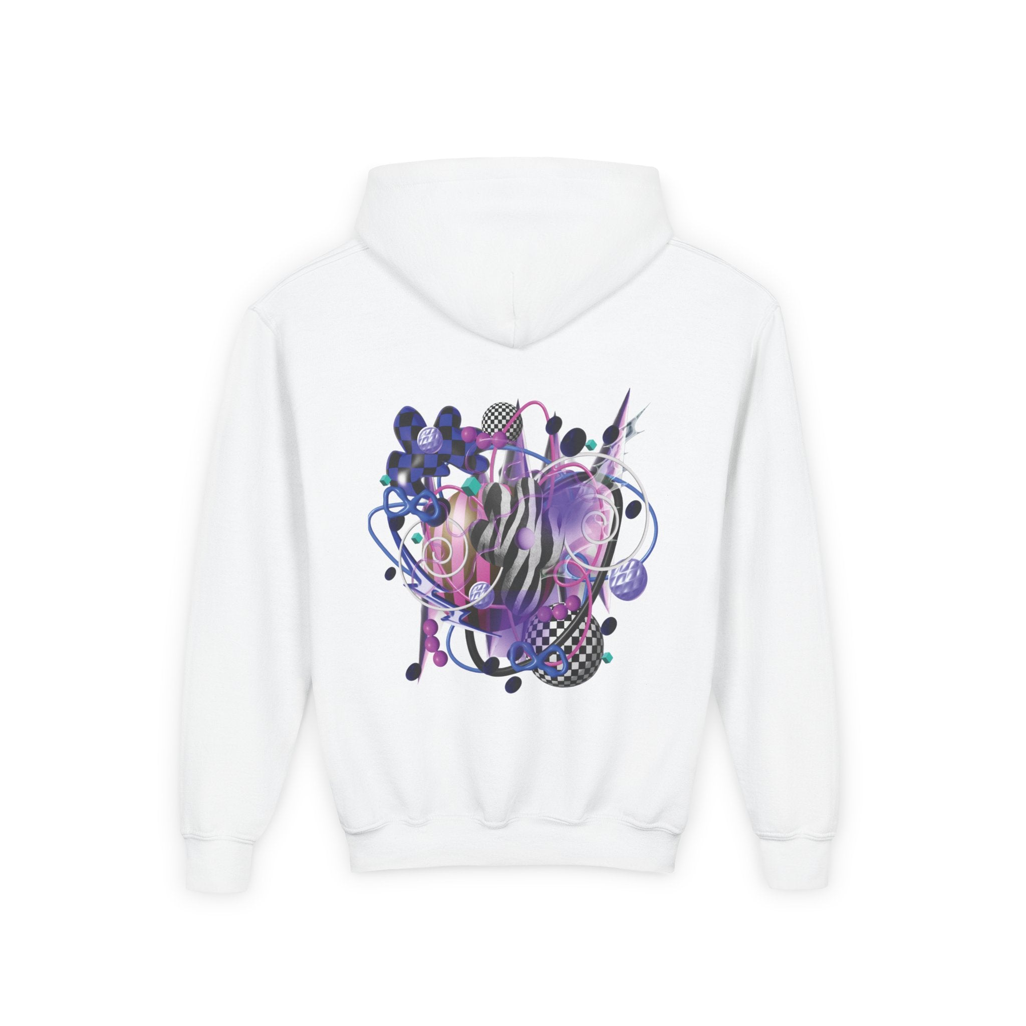 Artistic Youth Hooded Sweatshirt with Abstract Designs