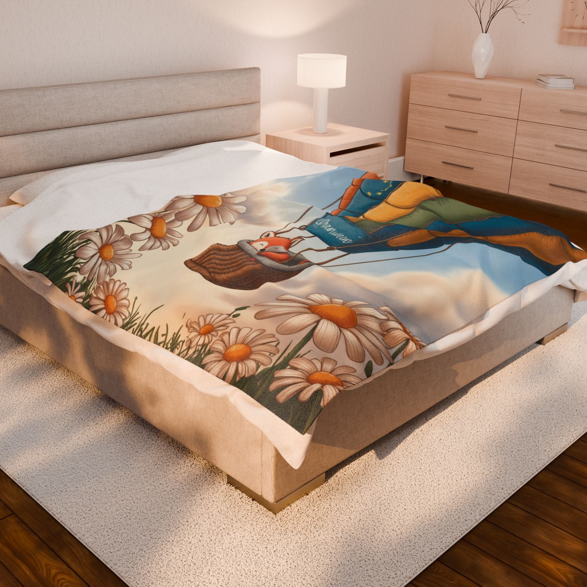 Whimsical Hot Air Balloon Plush Blanket - Cozy Throw for Dreamy Relaxation