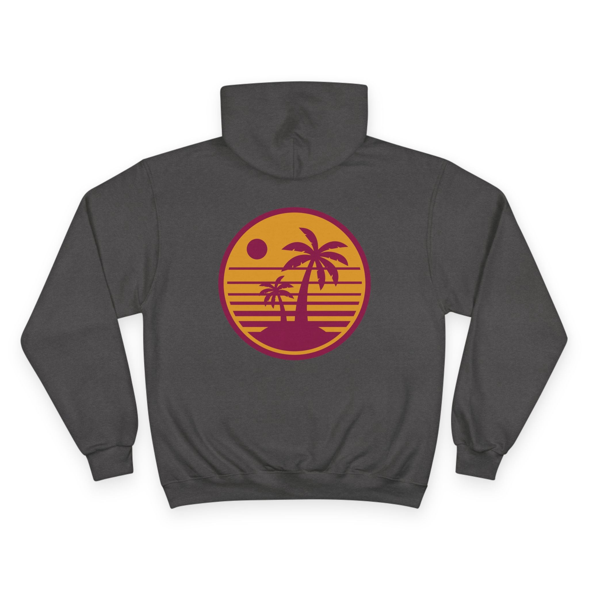 Retro Cassette Tape Hoodie with Tropical Sunset Design