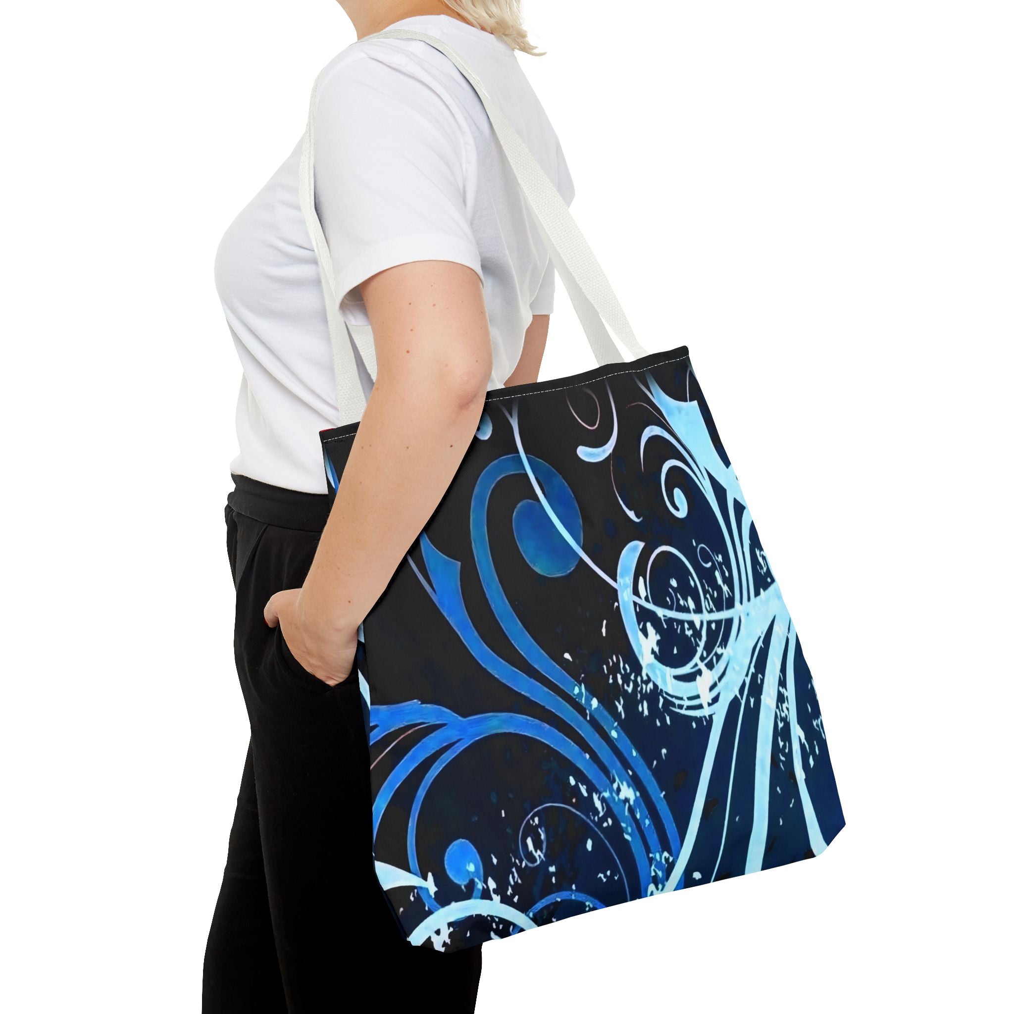 Elegant Blue Floral Tote Bag