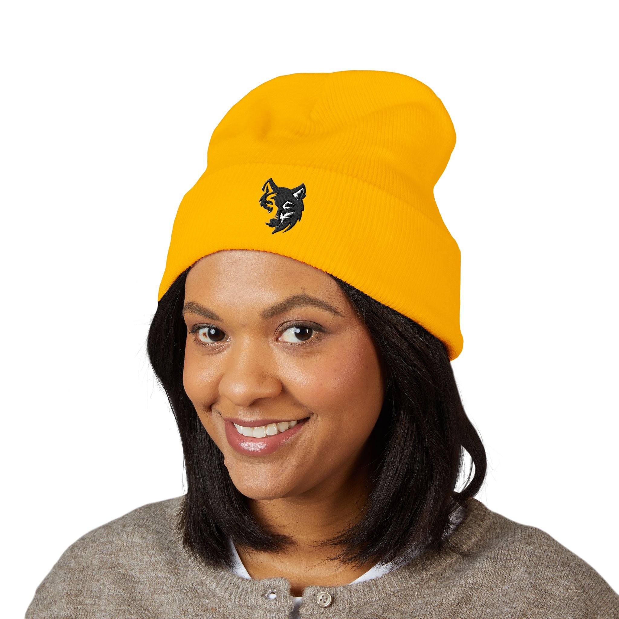 Embroidered Wolf Classic Cuffed Beanie