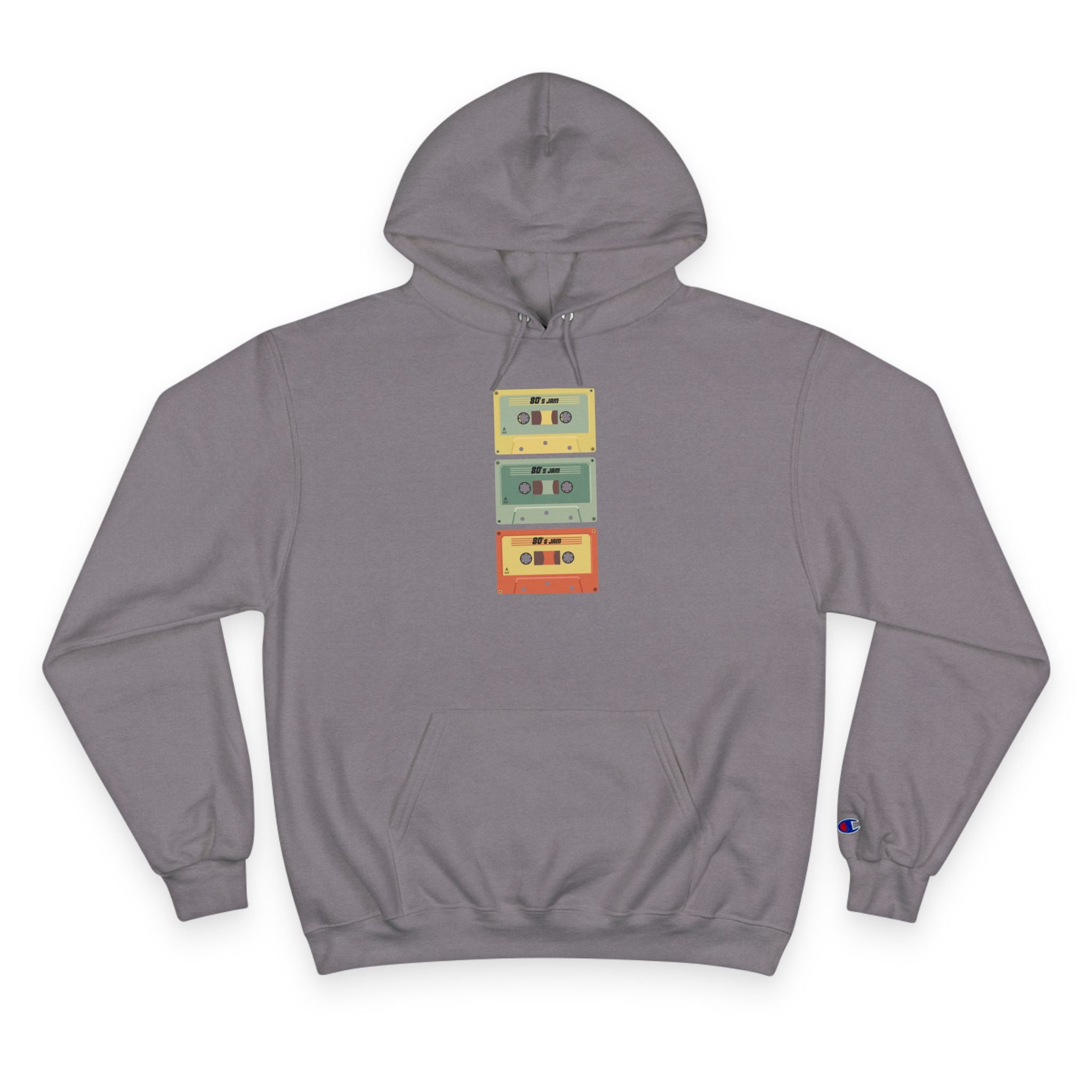 Retro Cassette Tape Hoodie with Tropical Sunset Design