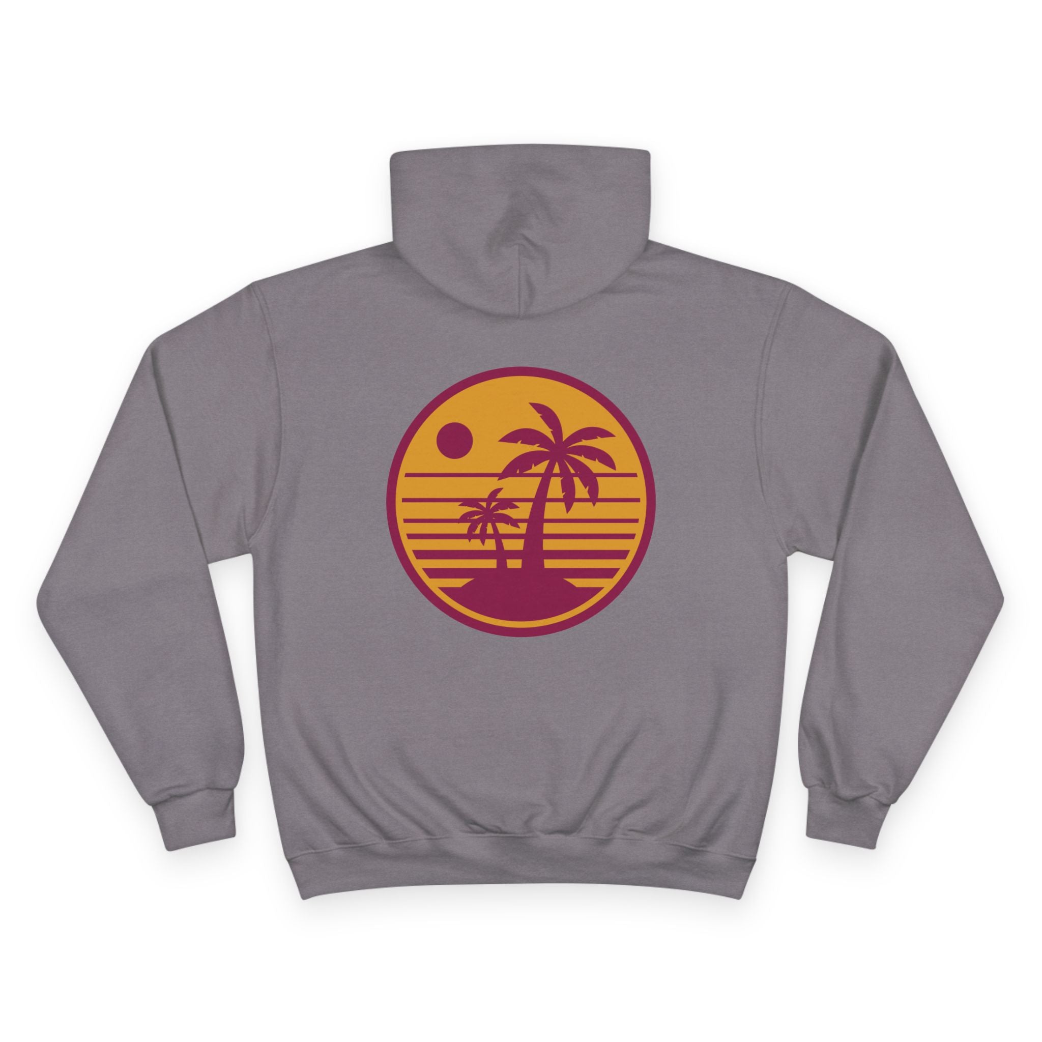 Retro Cassette Tape Hoodie with Tropical Sunset Design