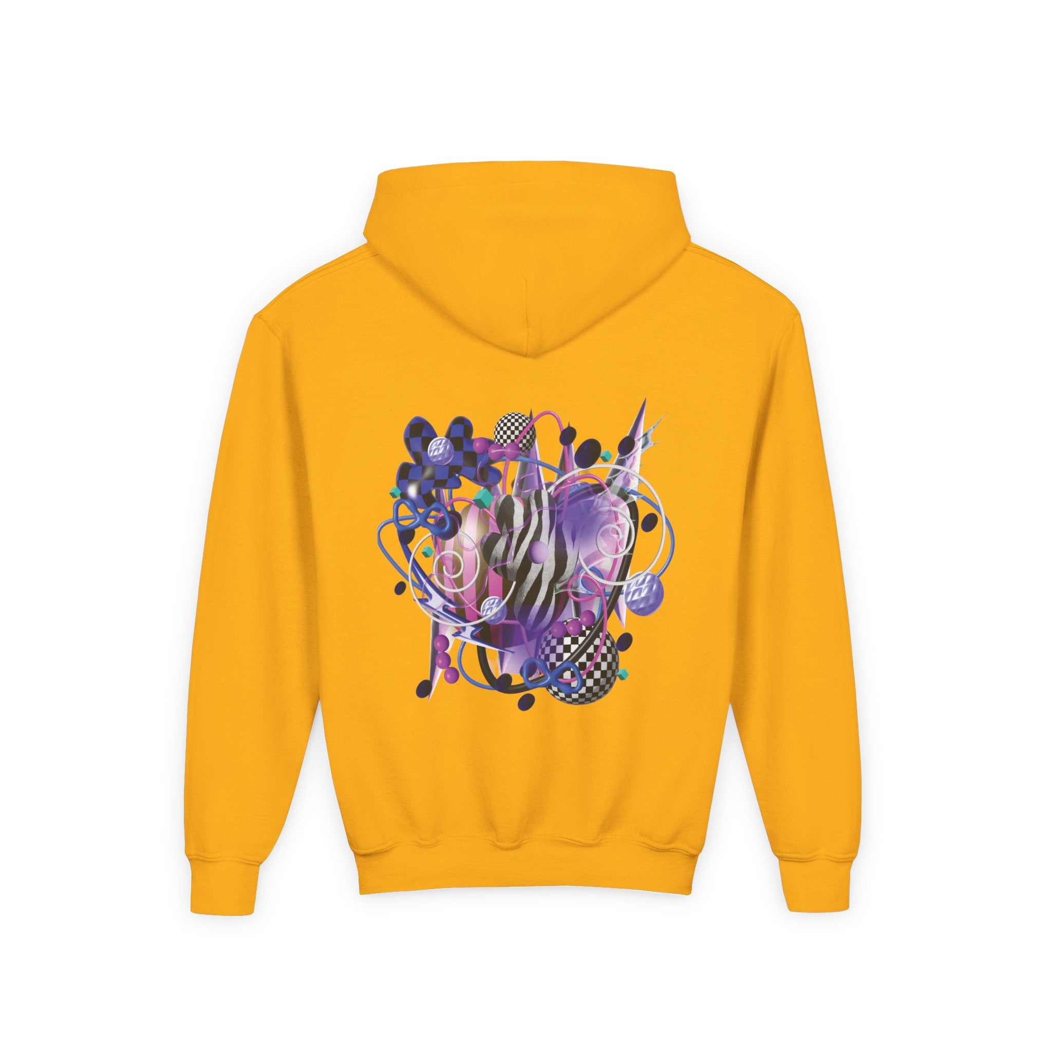 Artistic Youth Hooded Sweatshirt with Abstract Designs
