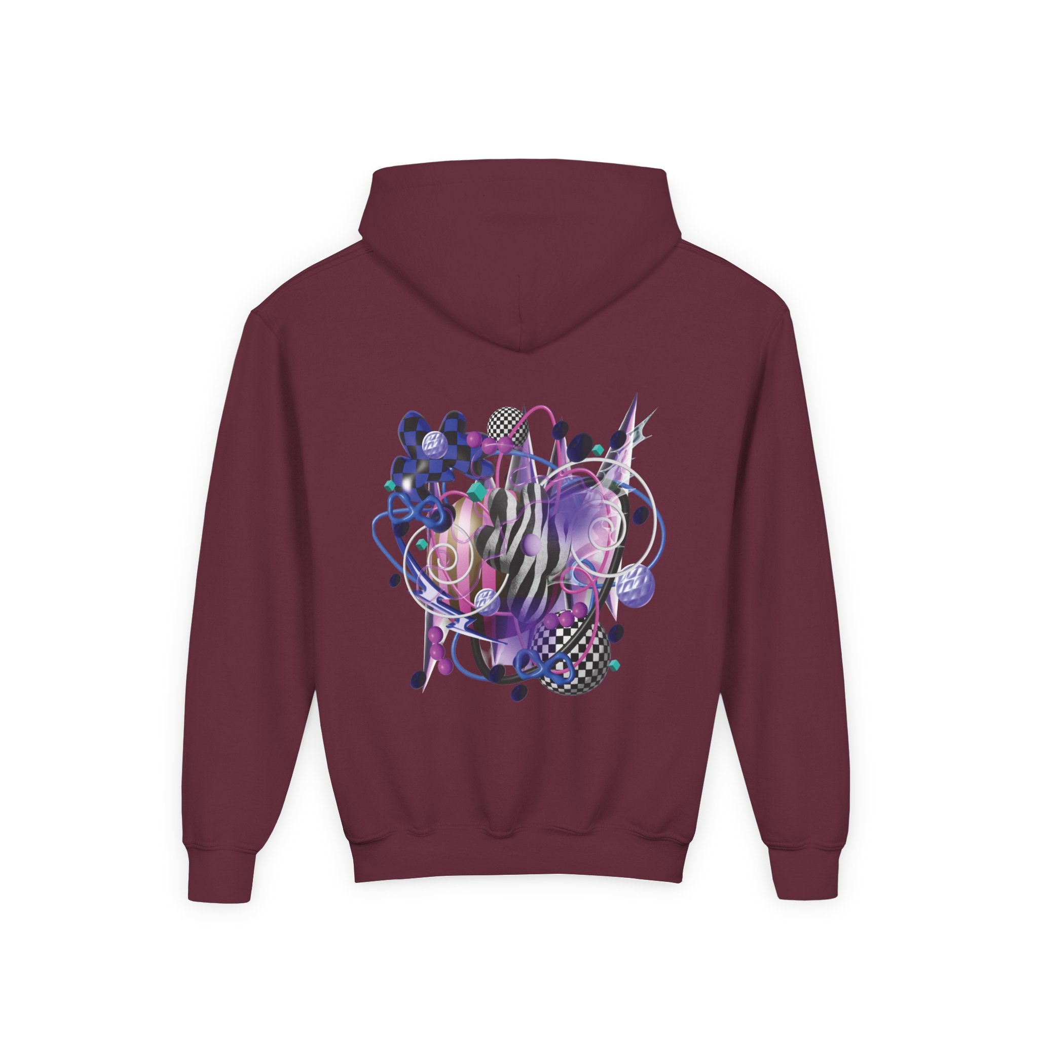 Artistic Youth Hooded Sweatshirt with Abstract Designs