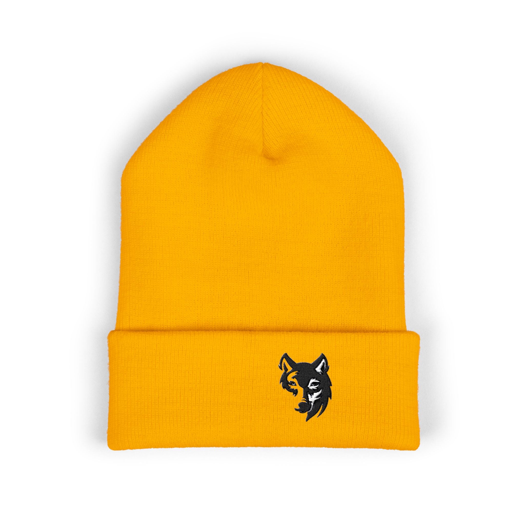 Embroidered Wolf Classic Cuffed Beanie