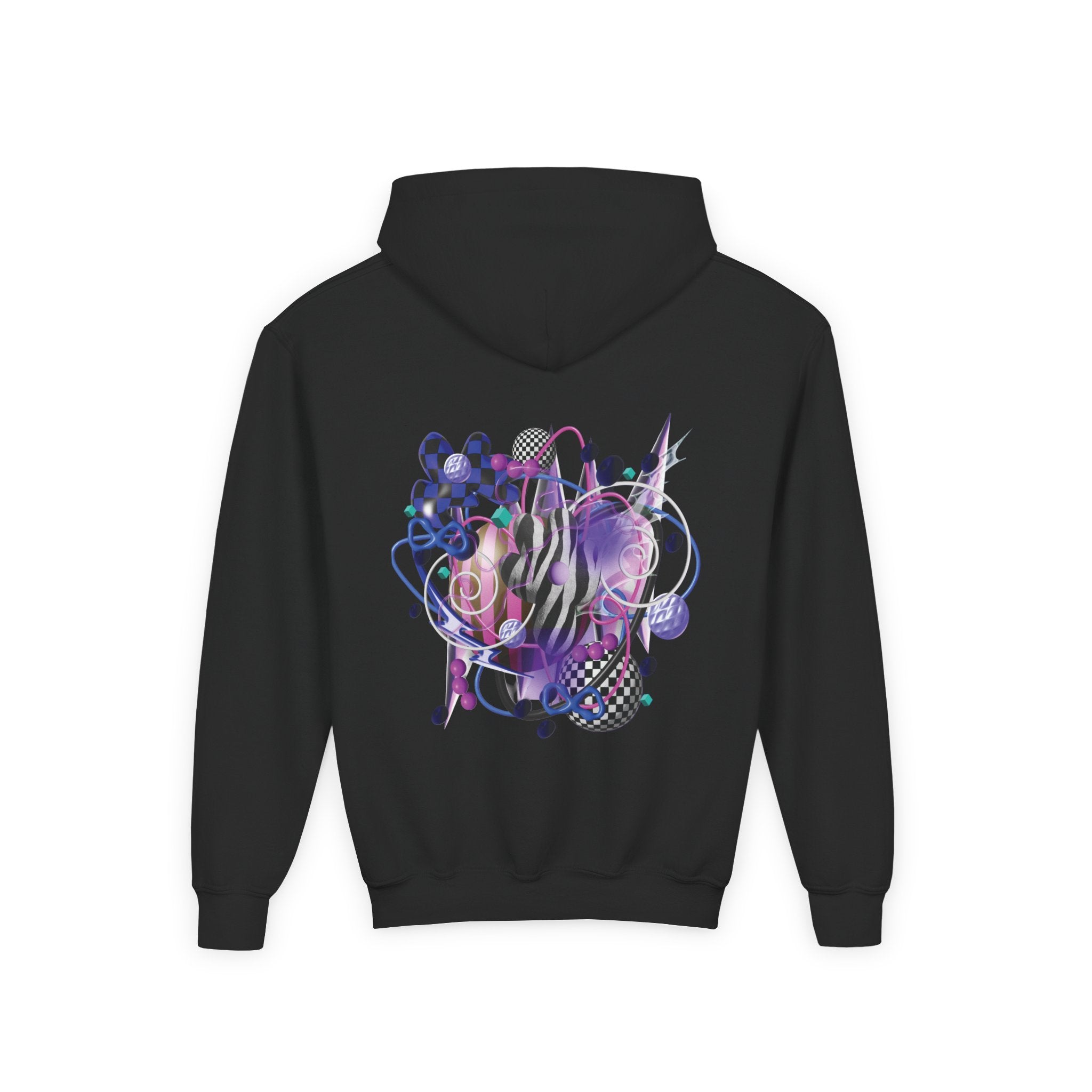 Artistic Youth Hooded Sweatshirt with Abstract Designs