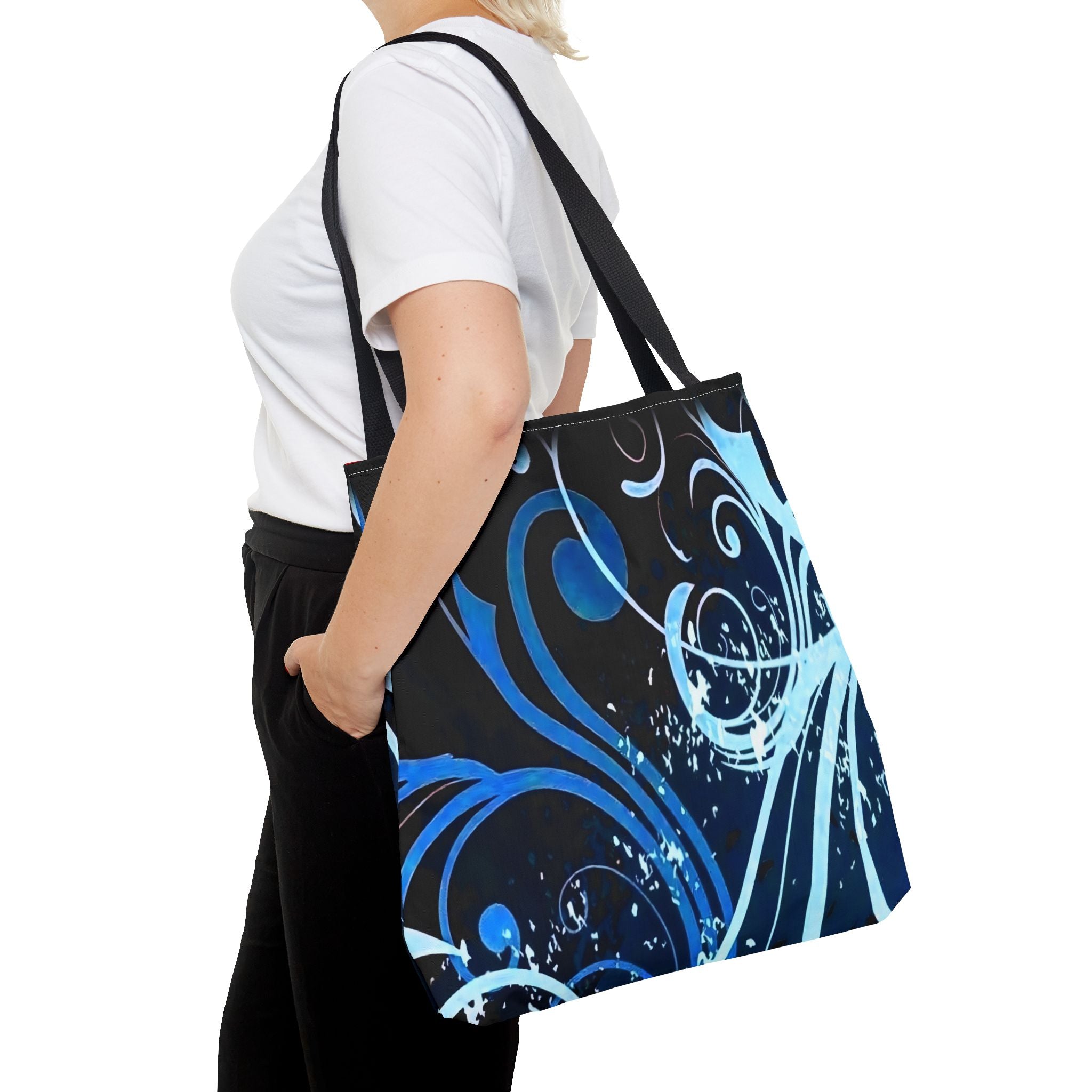 Elegant Blue Floral Tote Bag
