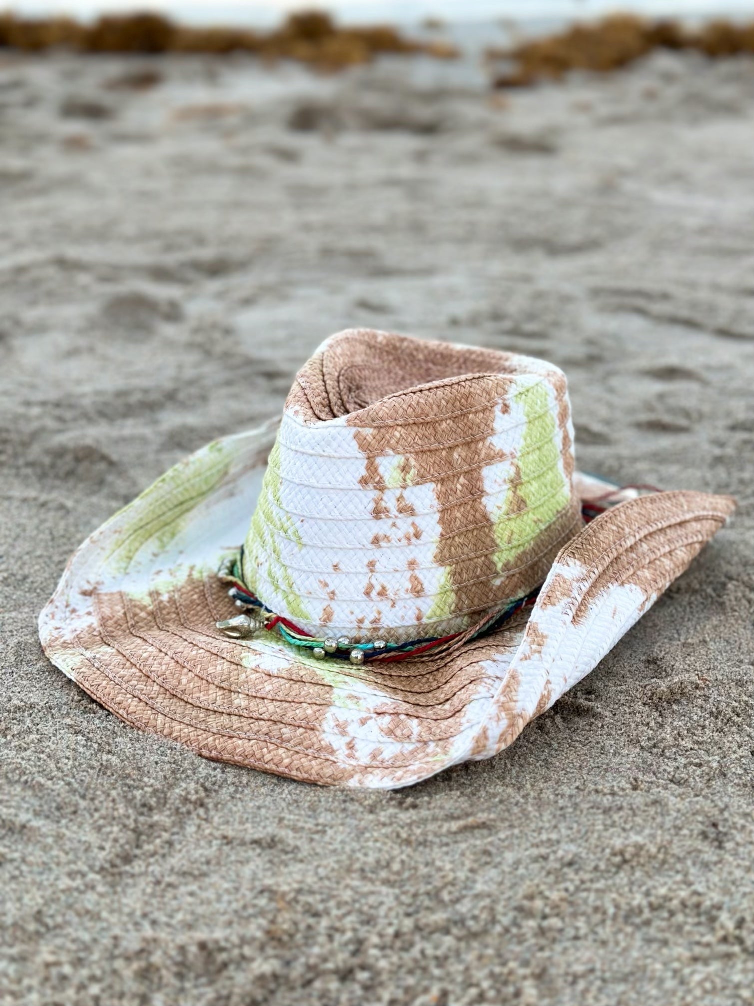 Mint/Beige Coastal Cowgirl Tie Dye Hat-0