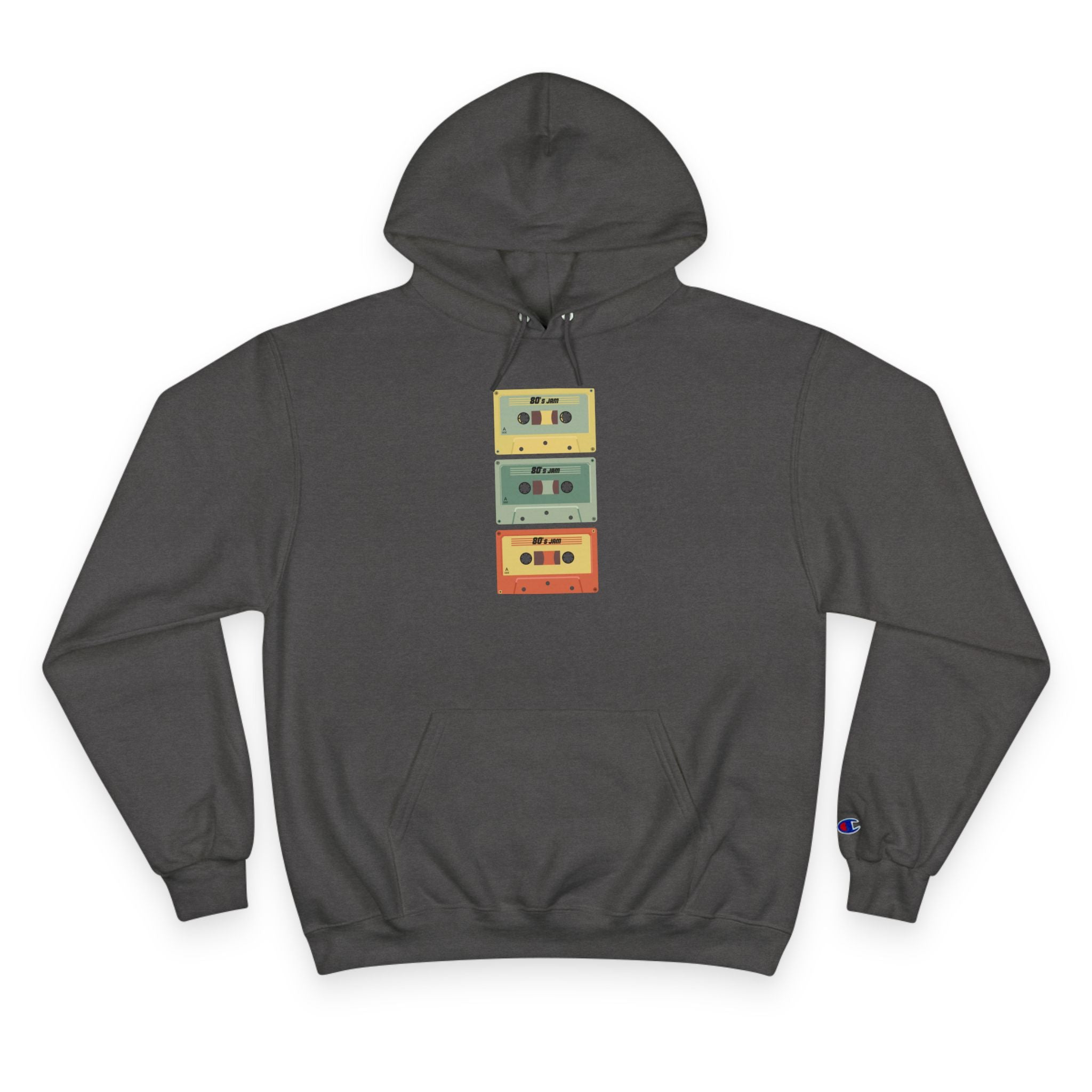 Retro Cassette Tape Hoodie with Tropical Sunset Design