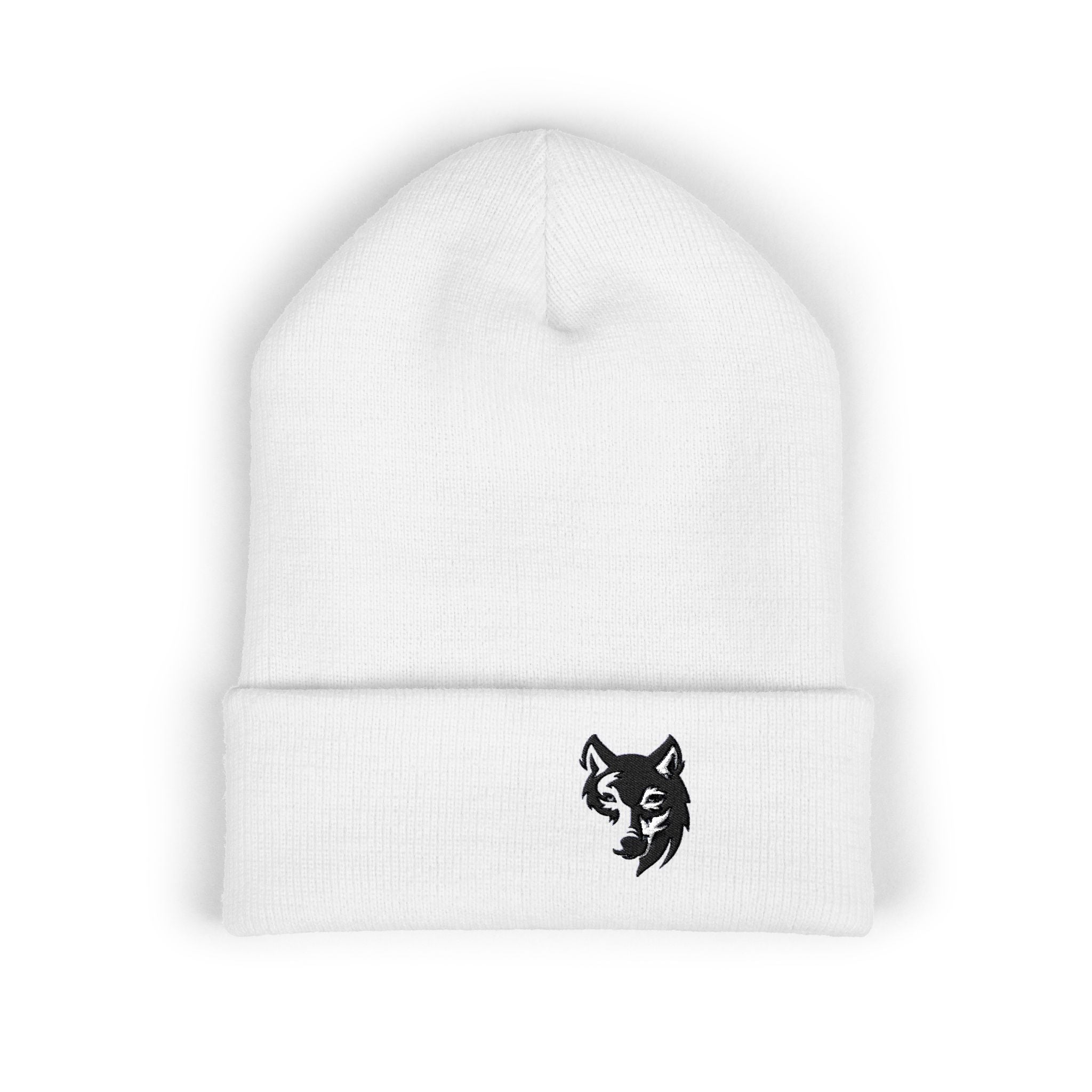 Embroidered Wolf Classic Cuffed Beanie