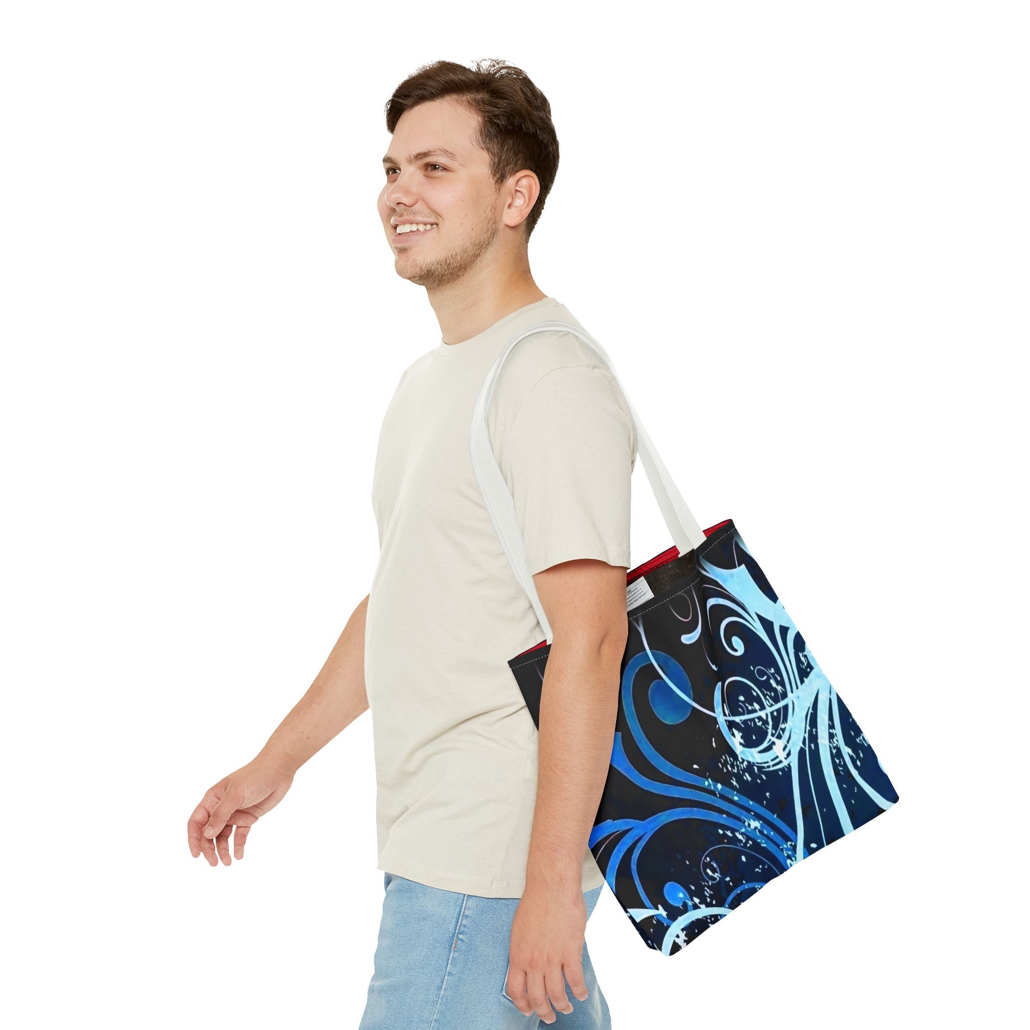 Elegant Blue Floral Tote Bag