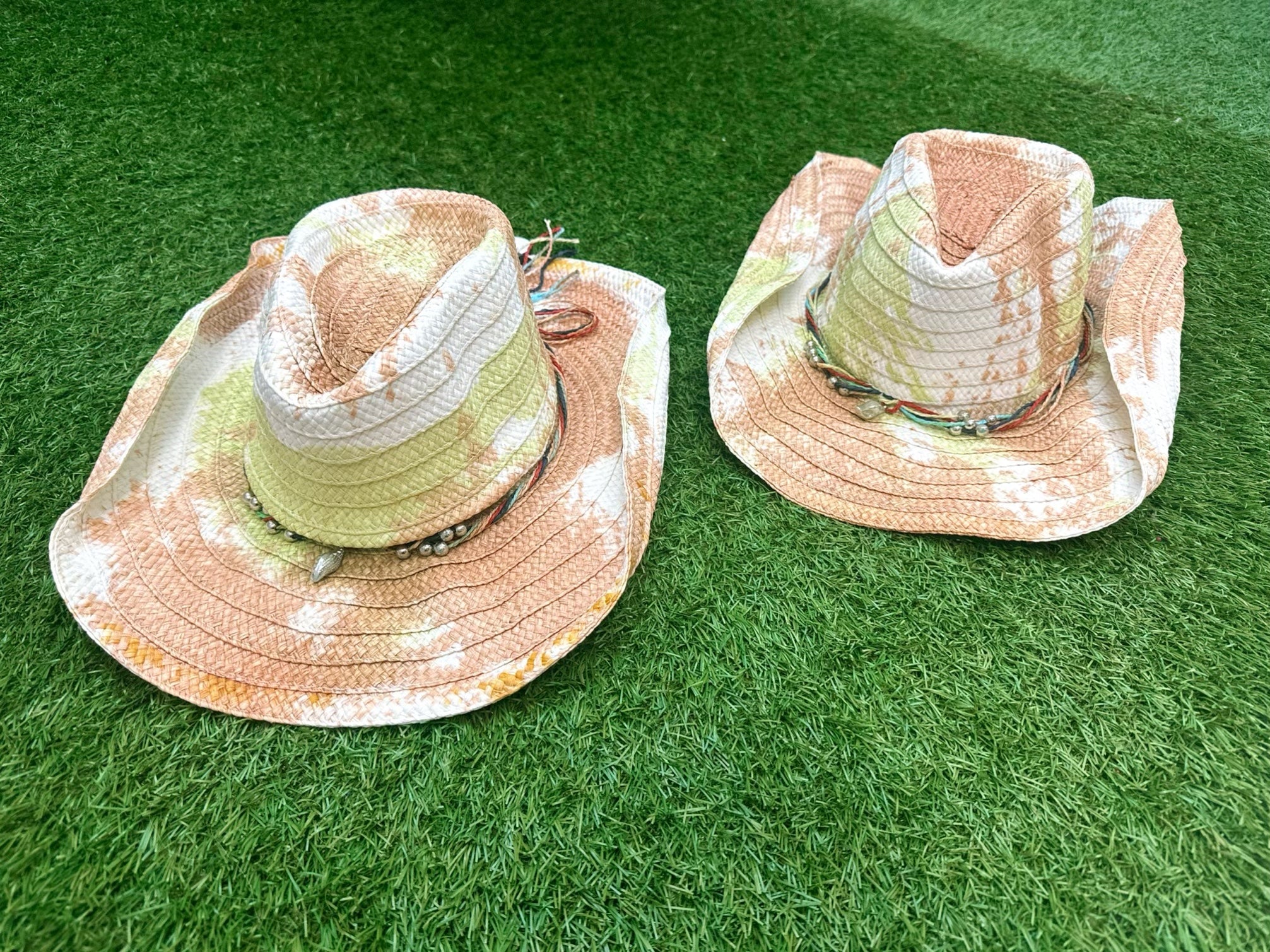 Mint/Beige Coastal Cowgirl Tie Dye Hat-2