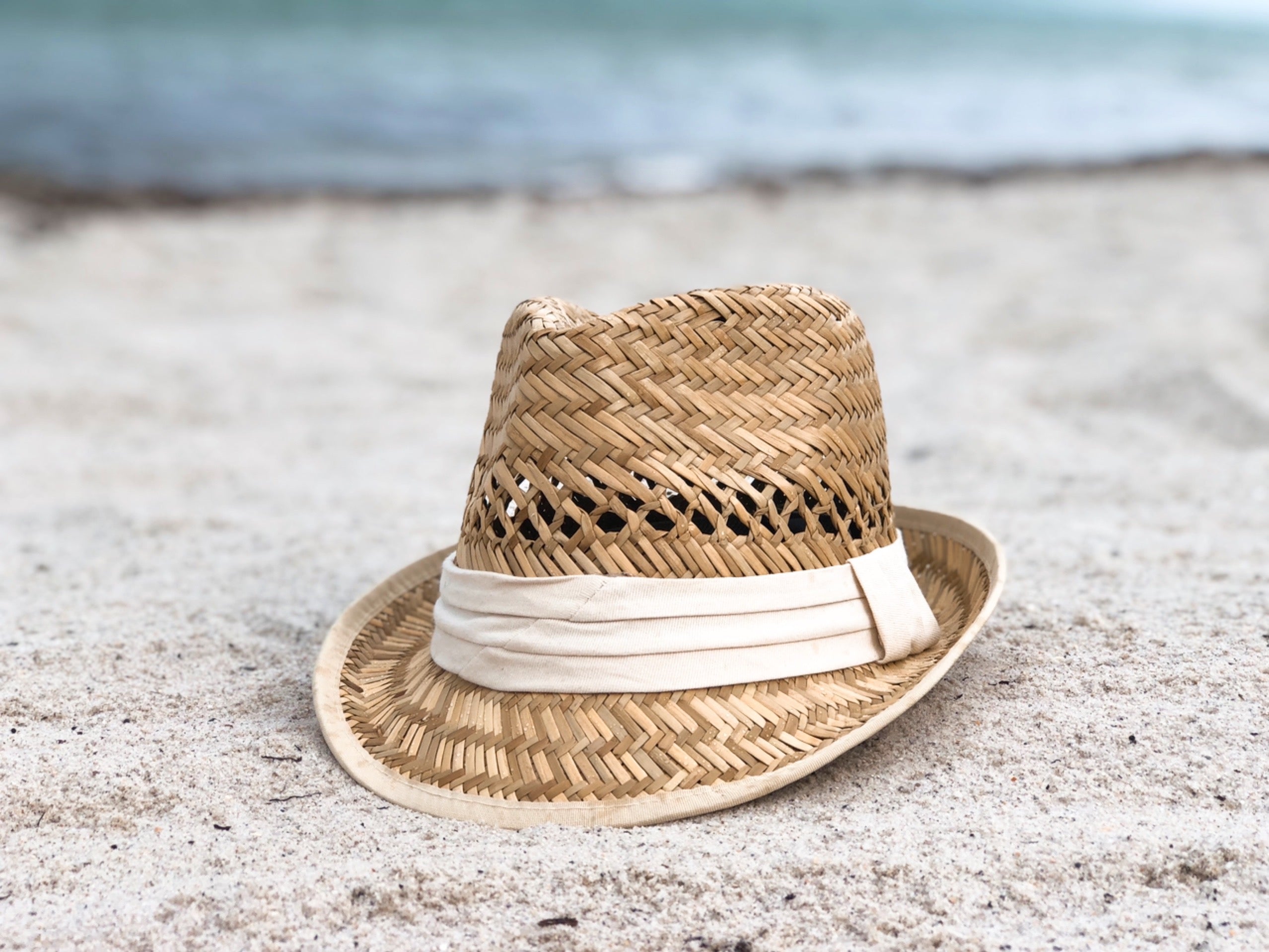 ‘Vanilla Beige’ Natural Straw Fedora Hat-0