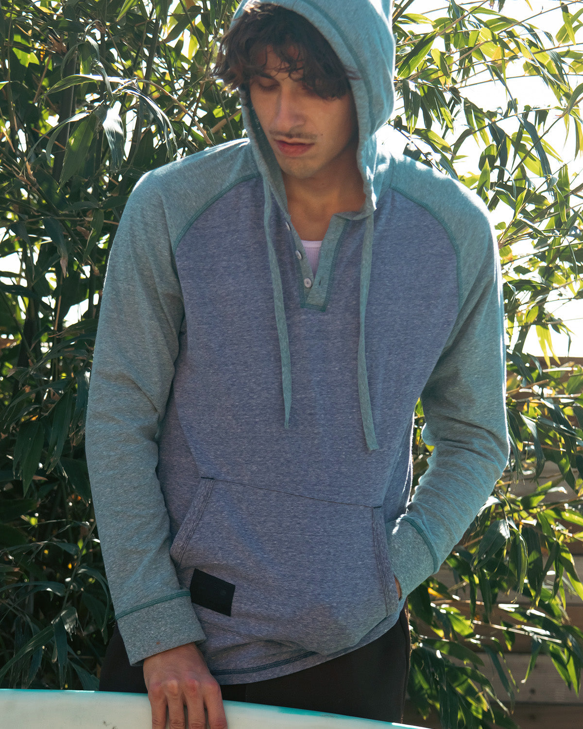 ZIMEGO Mens Long Sleeve Lightweight Hooded Henley – Color Block Pullover Hoodie  for Casual Gym Workout Travel-0