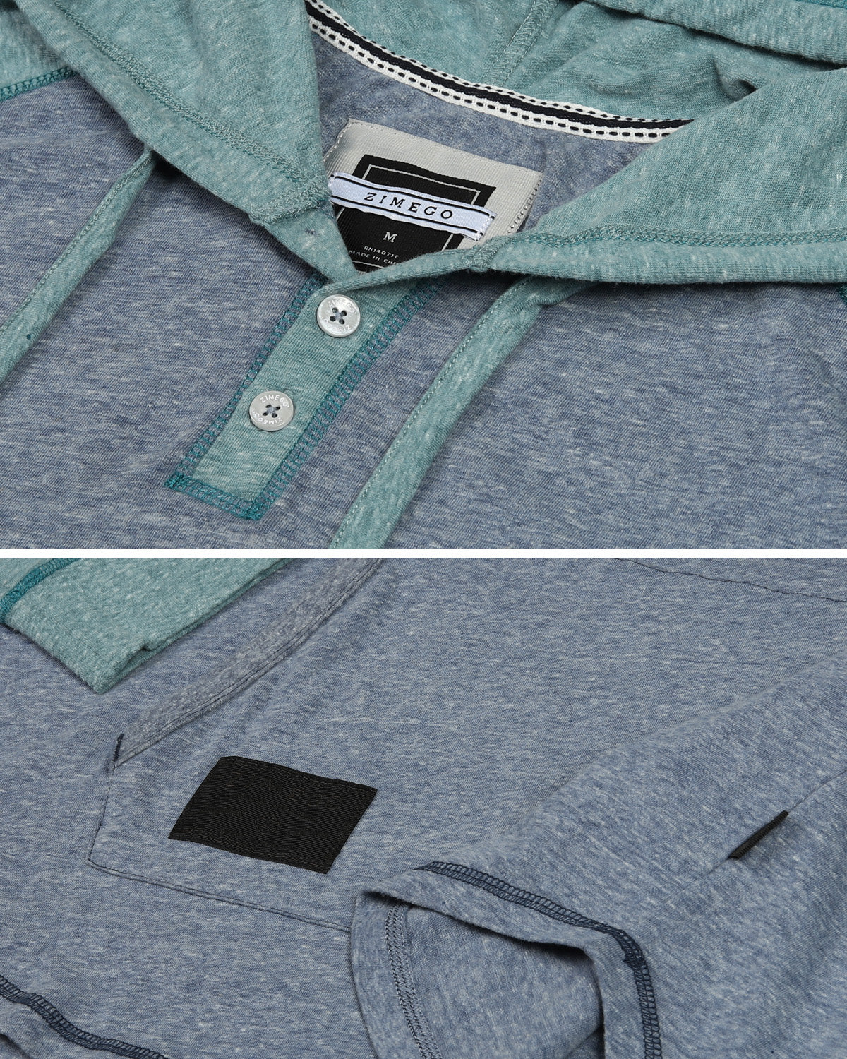 ZIMEGO Mens Long Sleeve Lightweight Hooded Henley – Color Block Pullover Hoodie  for Casual Gym Workout Travel-4