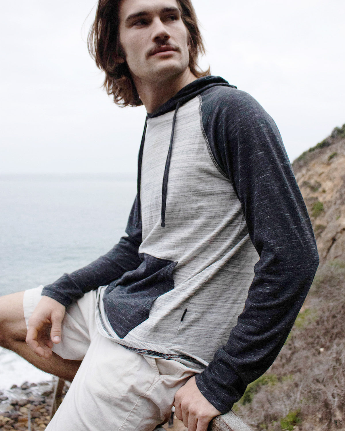 ZIMEGO Mens Long Sleeve Lightweight Hooded Henley – Color Block Pullover Hoodie  for Casual Gym Workout Travel-0