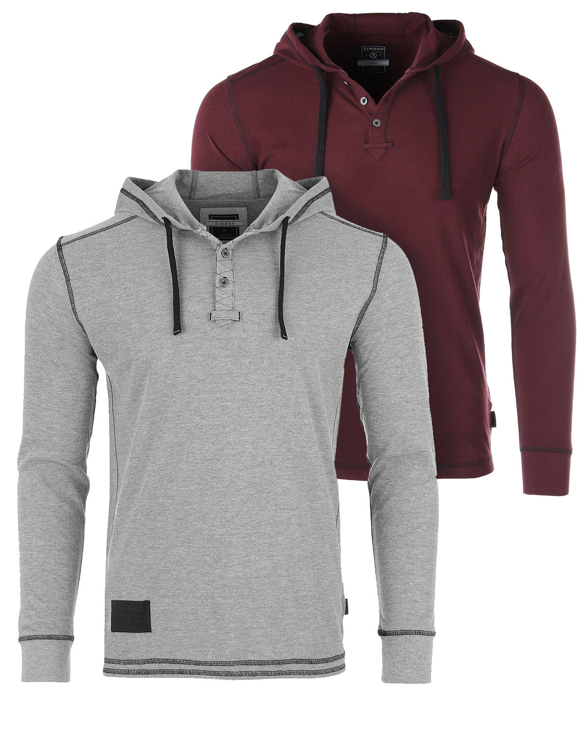 Vintage Thermal Long Sleeve Lightweight Fashion Hooded Henley-0