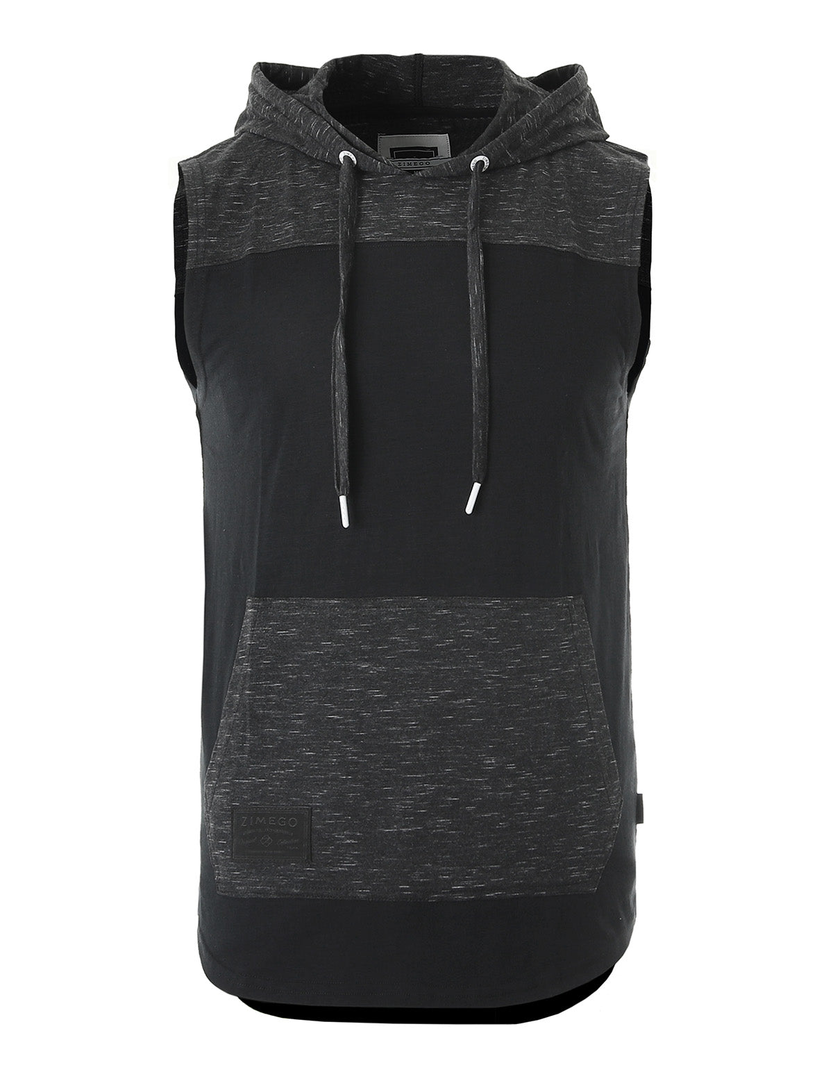 Color Block Men's Longline Sleeveless Cotton Hooded Tank Top-1