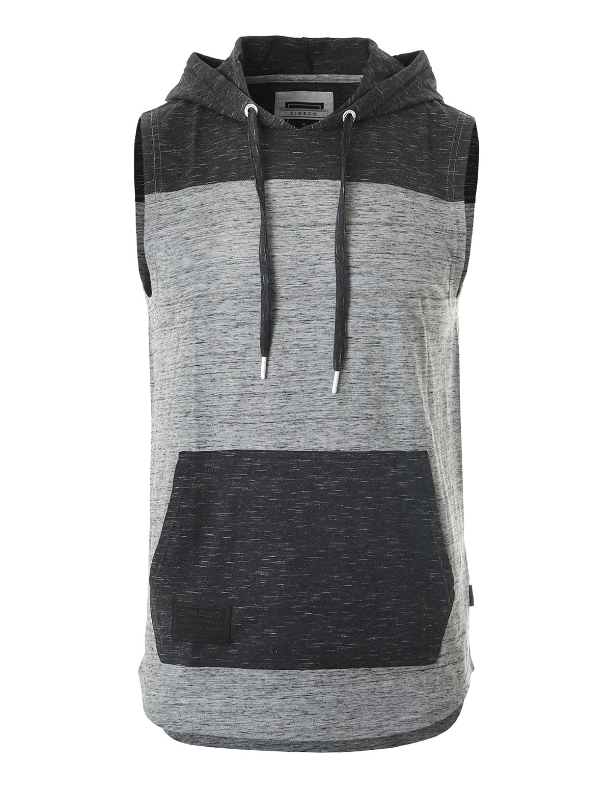 Color Block Men's Longline Sleeveless Cotton Hooded Tank Top-2