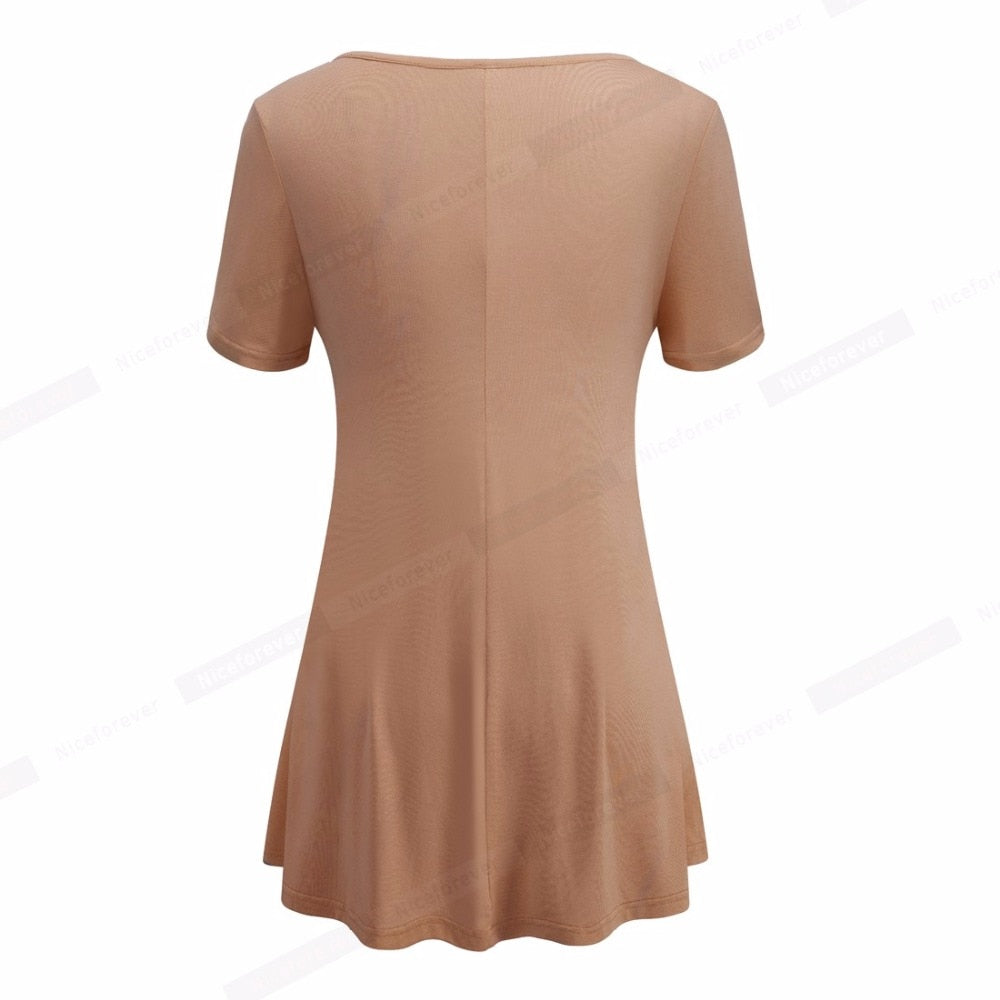 Women's Casual Short Sleeve Crisscross O-Neck Loose Tees tops