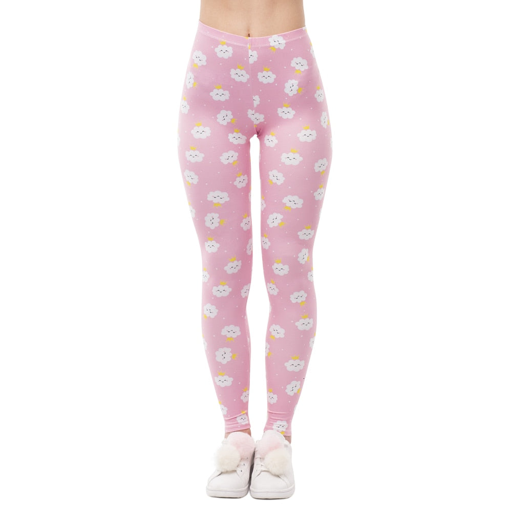 Women Cloud Printing High Waist Fitness Leggings