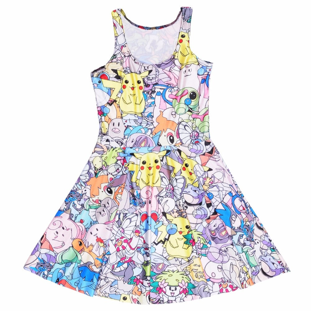 Lovely Summer Pokemon Sleeveless Women's Digital Printing Dress Vest