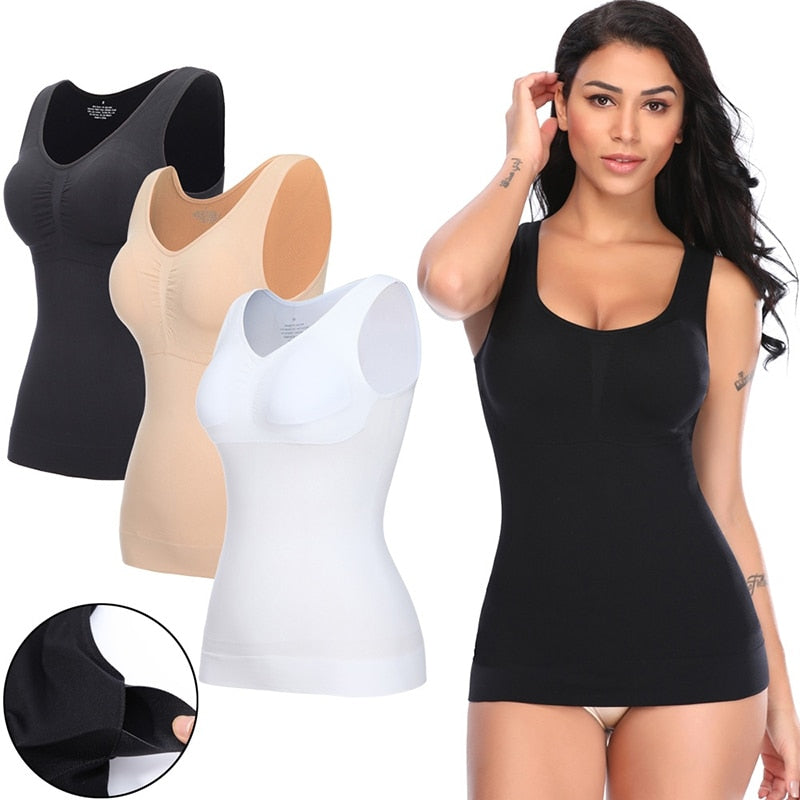 Women's Tank Top With Integrated Bra Support Built-In Shaping Seamless Design