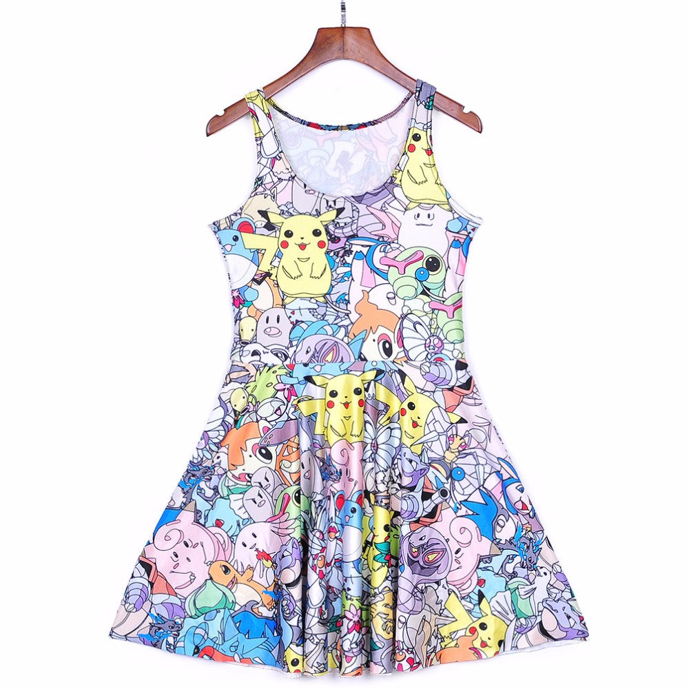 Lovely Summer Pokemon Sleeveless Women's Digital Printing Dress Vest