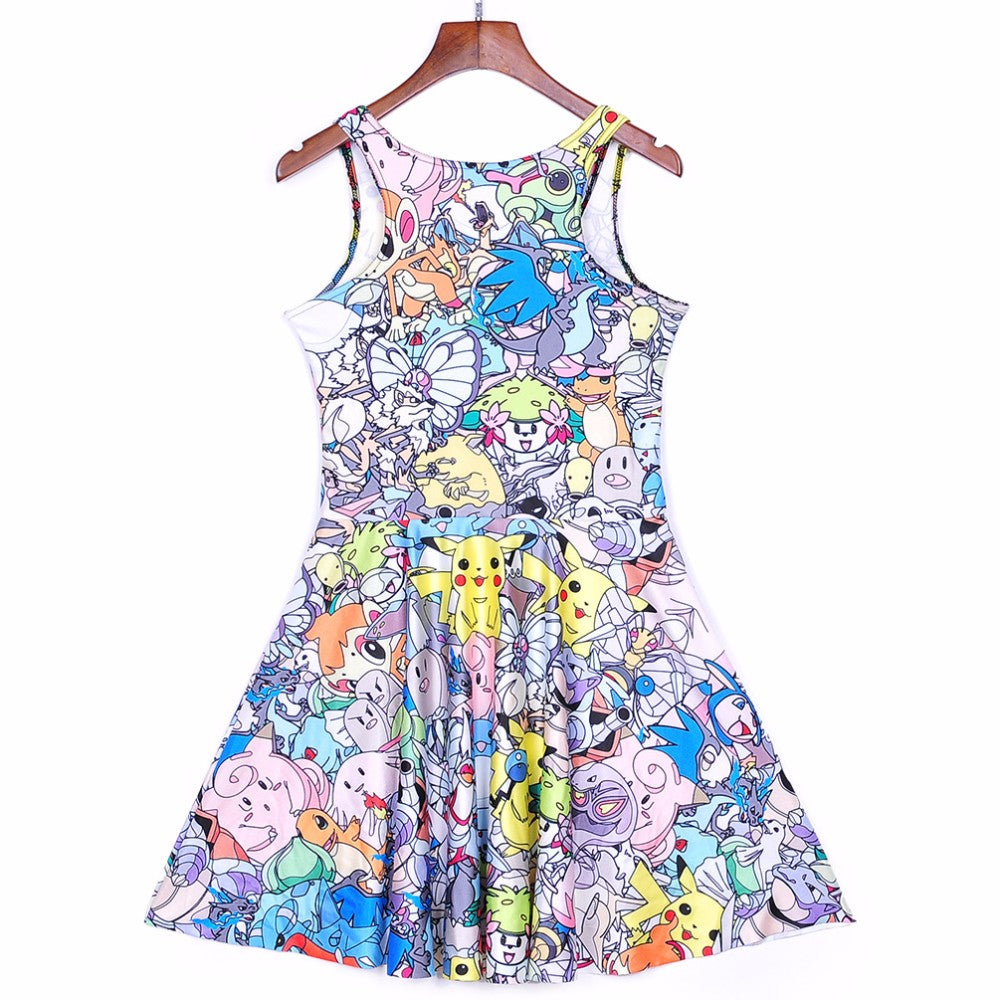 Lovely Summer Pokemon Sleeveless Women's Digital Printing Dress Vest