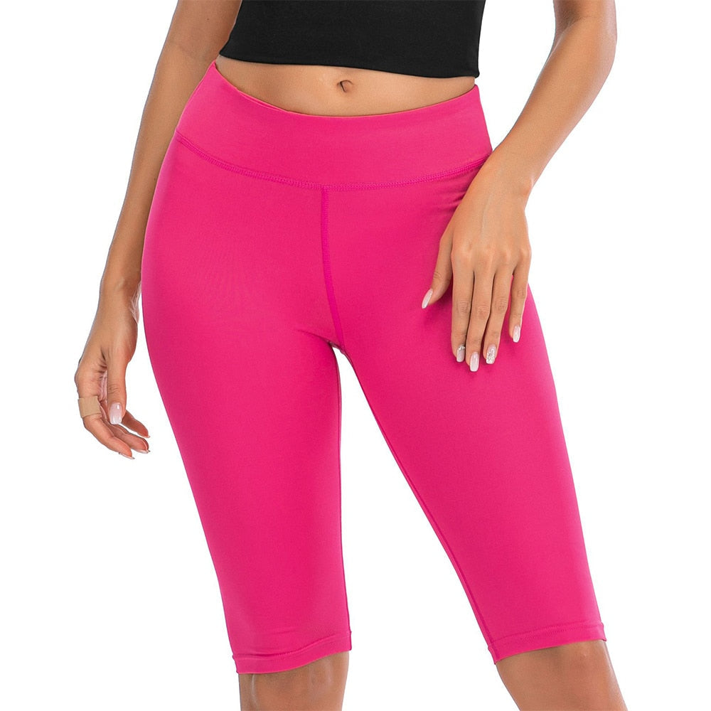 Neon Green Women's High Waist Athletic Biker Shorts Workout Leggings