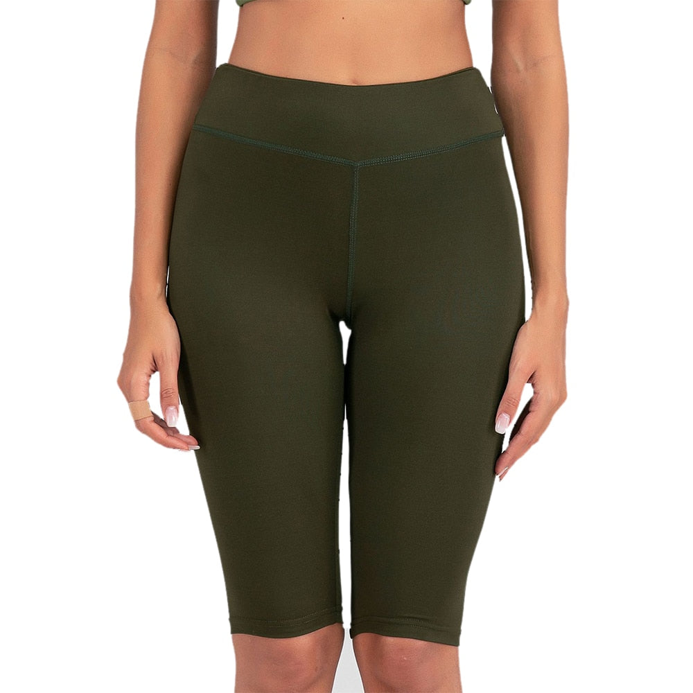 Neon Green Women's High Waist Athletic Biker Shorts Workout Leggings