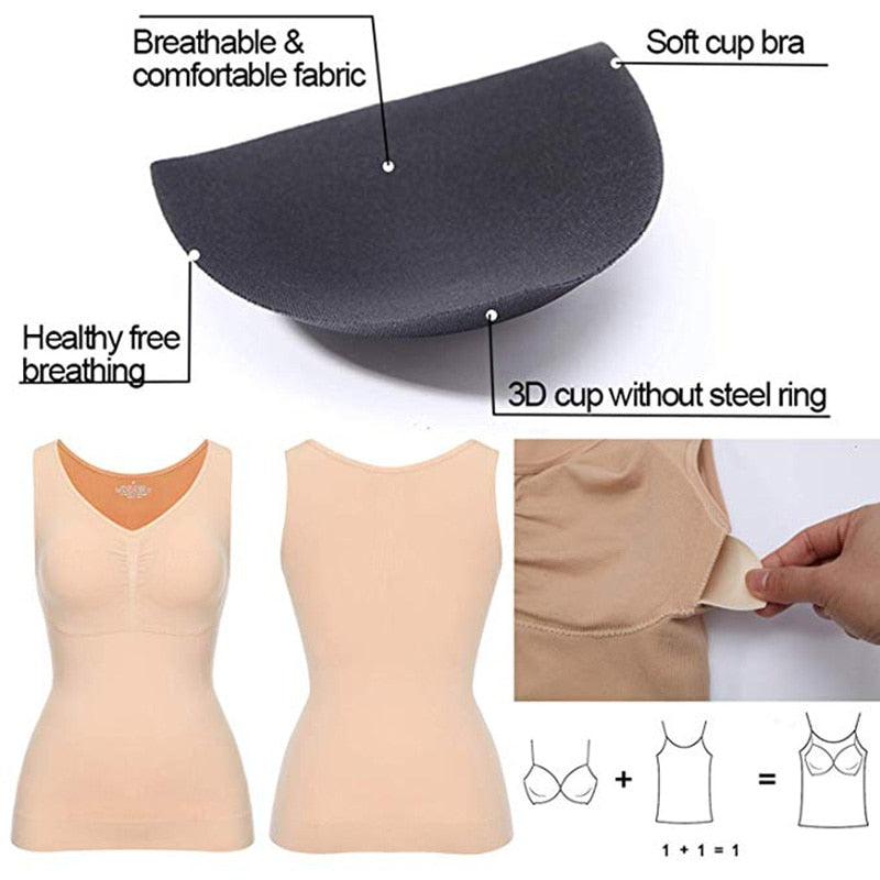 Women's Tank Top With Integrated Bra Support Built-In Shaping Seamless Design