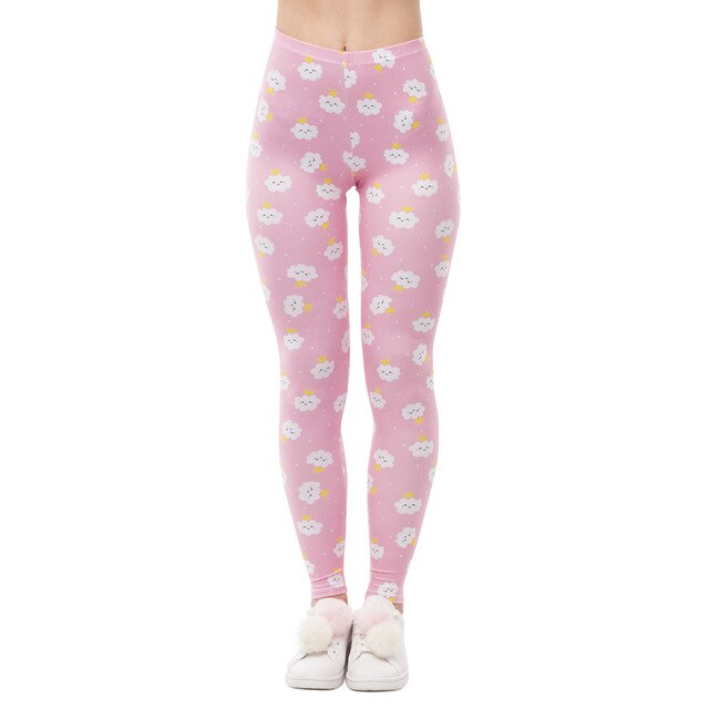 Women Cloud Printing High Waist Fitness Leggings
