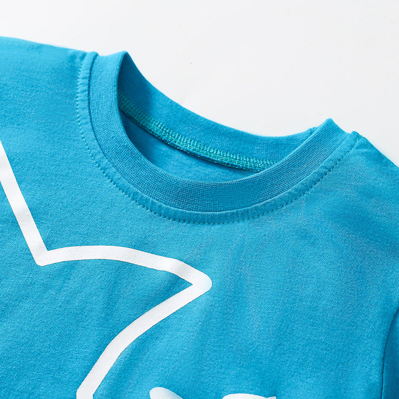 Summer Baby Kids Shark Cartoon Pattern T-shirt and Shorts Clothing Set for Boys-3