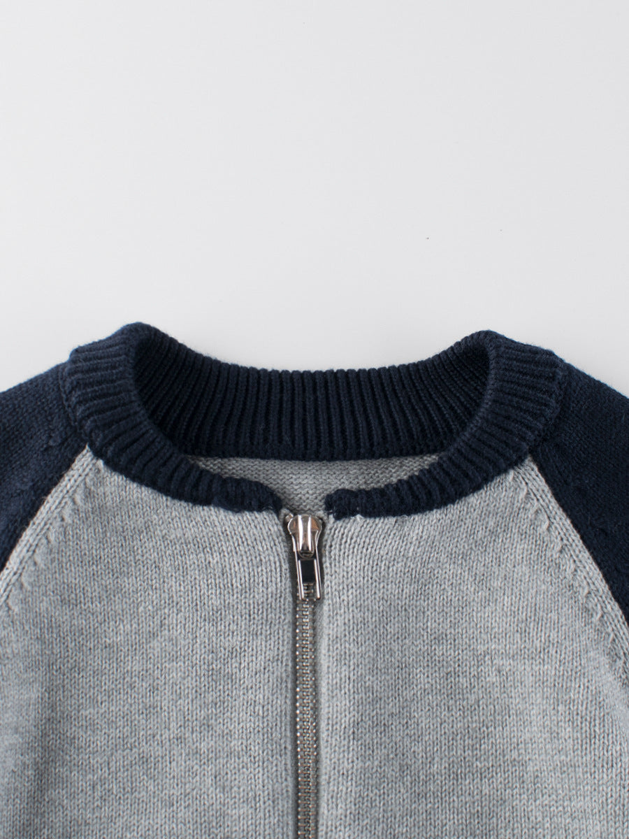 Spring Striped Knitted Coat Boys Kid Euro-American Style Long Sleeve Single Breasted Jacket