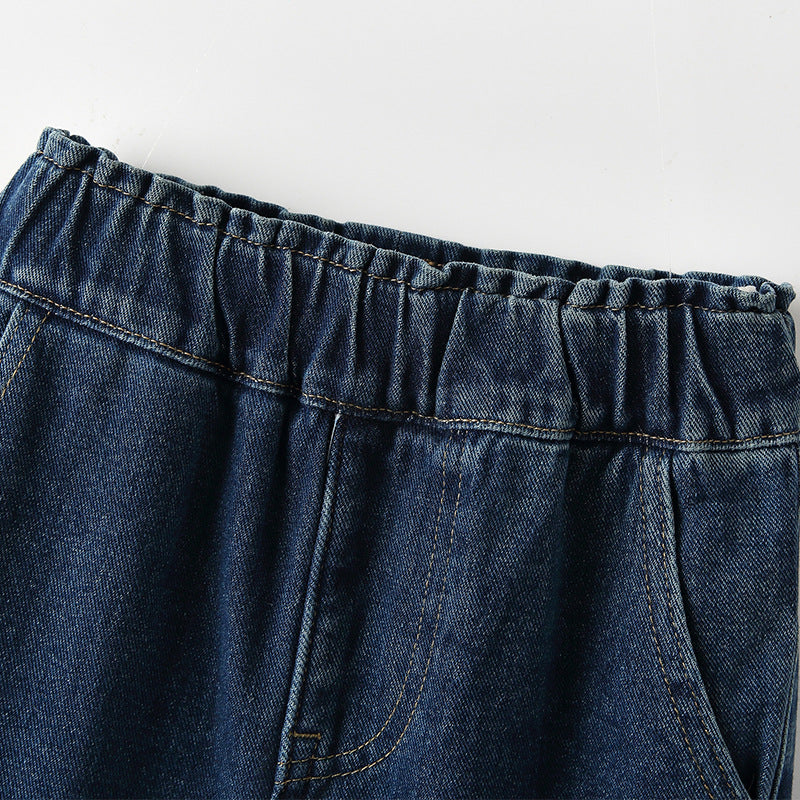 Cartoon Pattern Autumn Denim Pants For Kids Girls