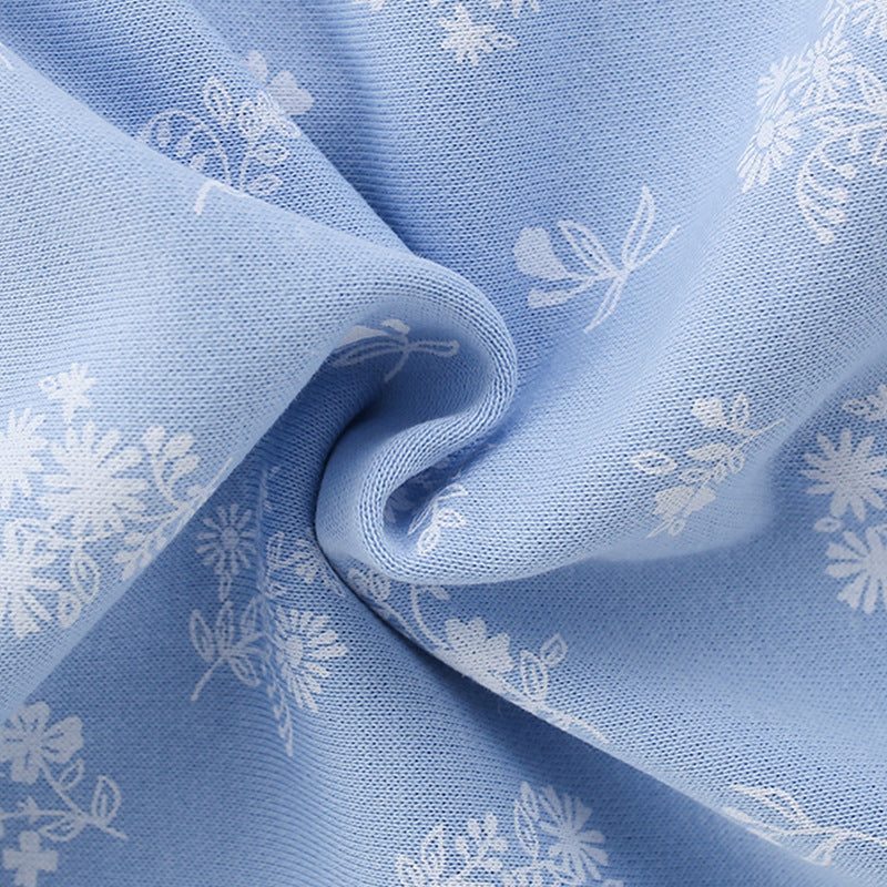 European Style Floral Girls Hooded Coat Long Sleeves Blue 95% Cotton.