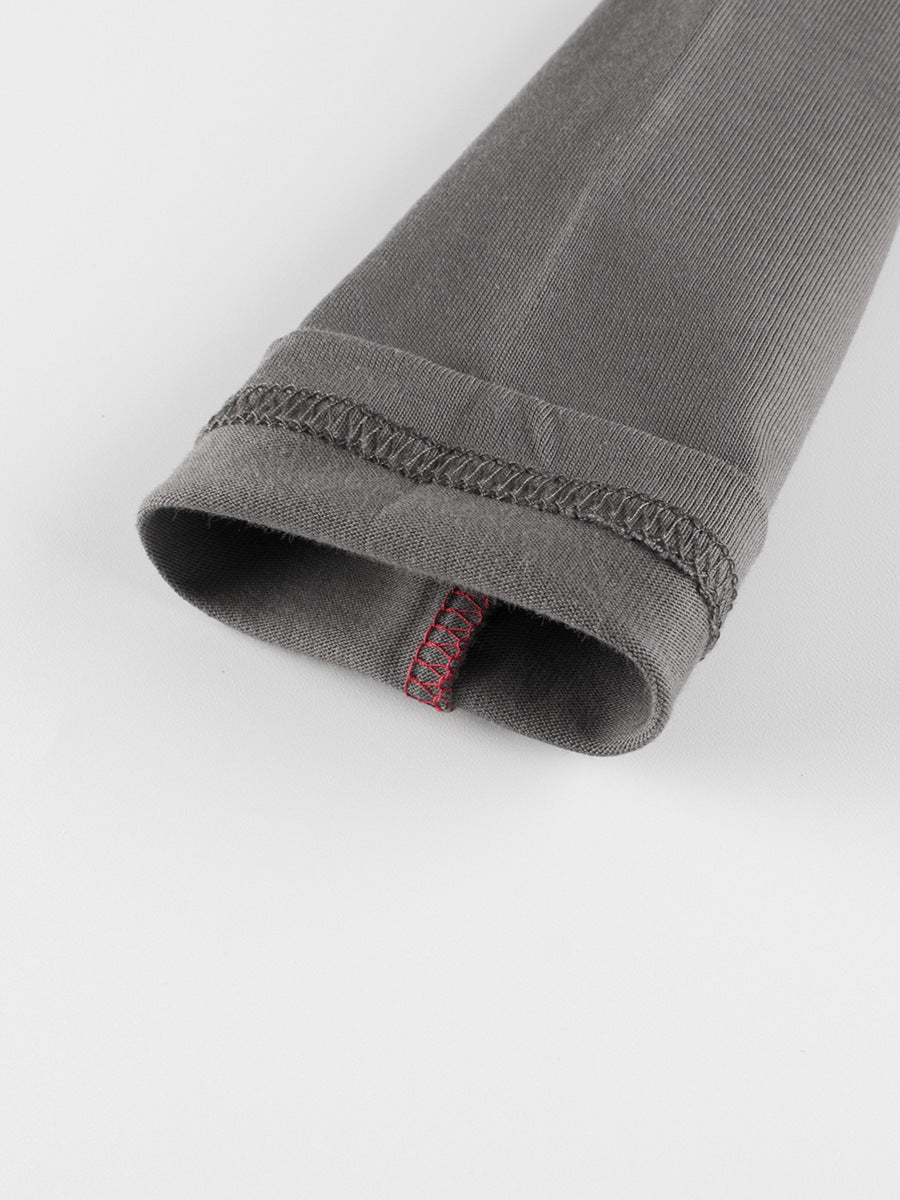 Cartoon Print Color Patchwork Crew Neck Long Sleeves Kids Girls Shirt Red 90-140