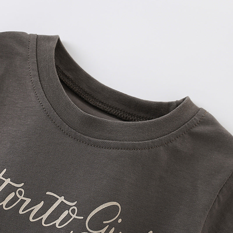 Girls Cartoon Rabbit Letter Pattern Short Sleeve T-shirt