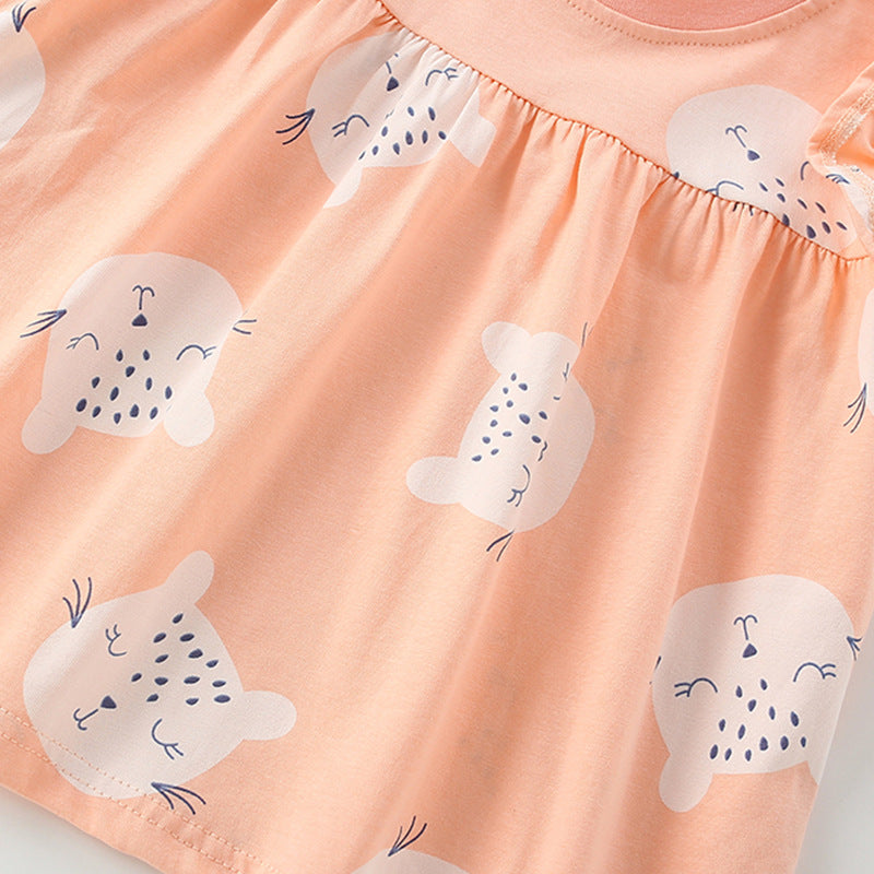 Summer Baby Kids Cartoon Leopards Pattern Top and Pink Shorts Clothing Set for Girls-2