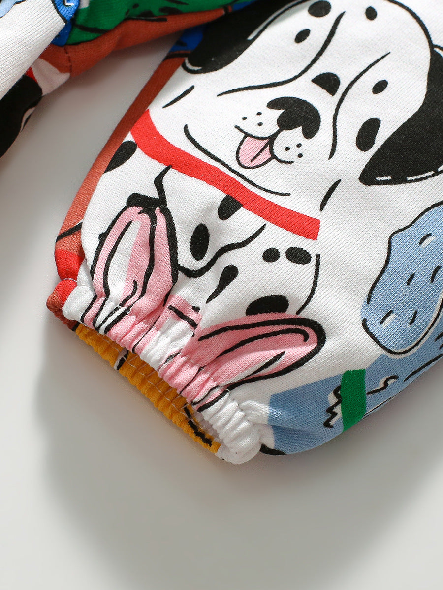 Design Autumn Girls Vivid Colorful Dogs Pattern Dress-3